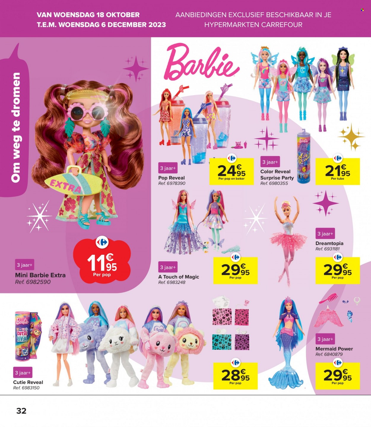 thumbnail - Carrefour hypermarkt-aanbieding - 18/10/2023 - 06/12/2023 -  producten in de aanbieding - beker, Barbie. Pagina 32.