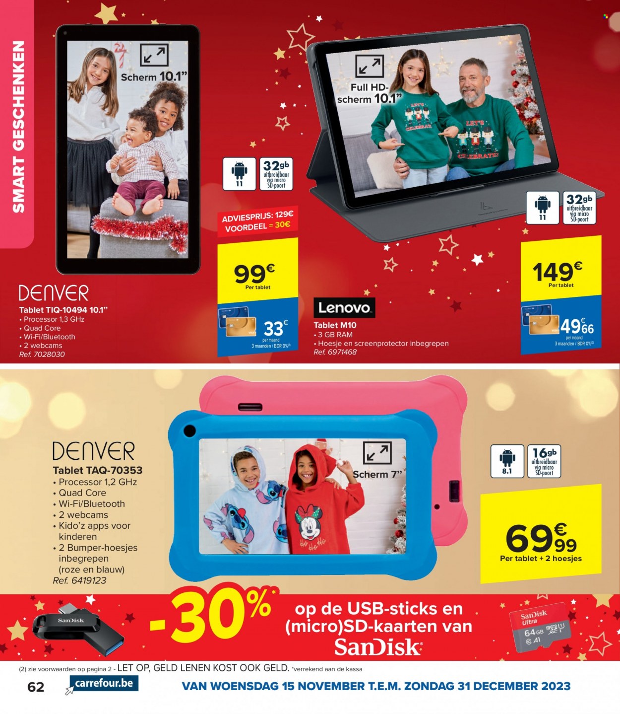 thumbnail - Carrefour hypermarkt-aanbieding - 15/11/2023 - 31/12/2023 -  producten in de aanbieding - tablet. Pagina 62.