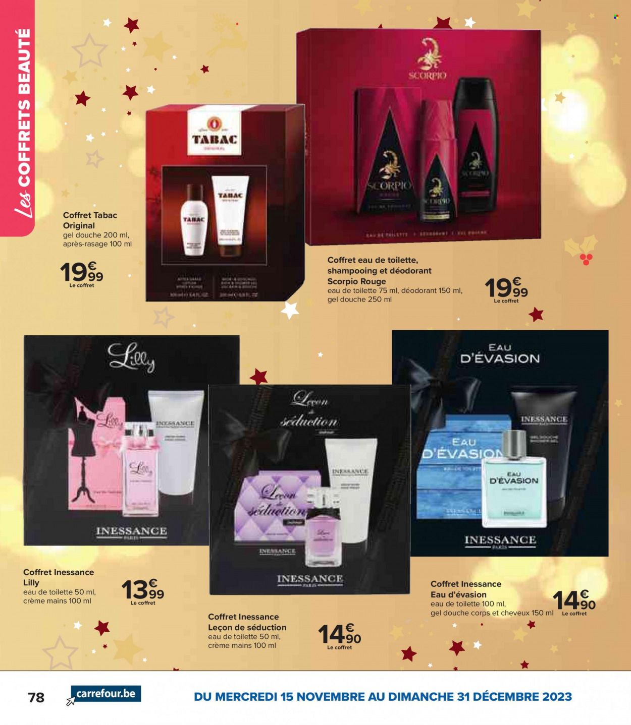 thumbnail - Carrefour hypermarkt-aanbieding - 15/11/2023 - 31/12/2023 -  producten in de aanbieding - crème mains, deodorant, Eau de Toilette. Pagina 78.