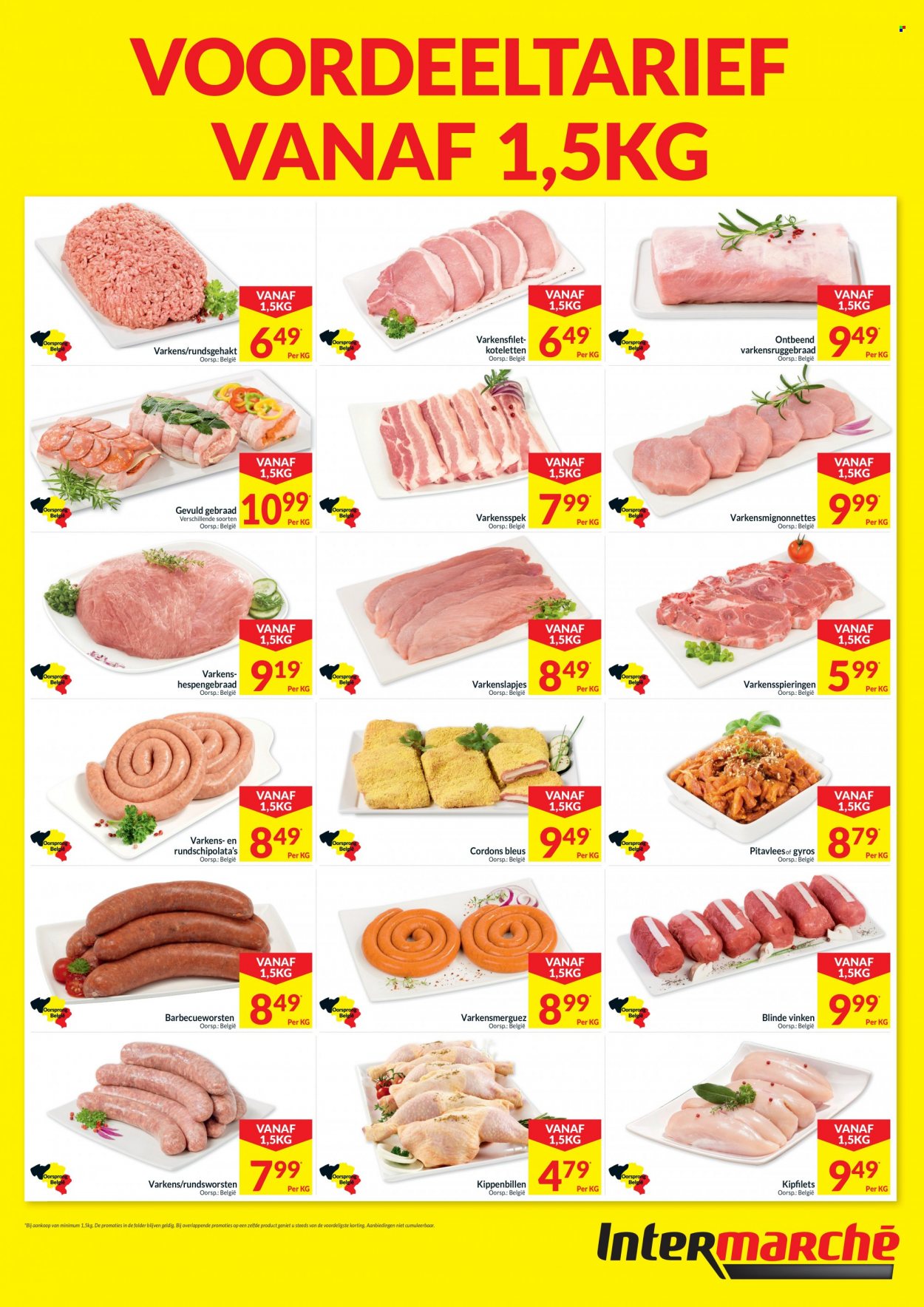 thumbnail - Intermarché-aanbieding - 01/01/2024 - 30/06/2024 -  producten in de aanbieding - varkenslapjes, varkensvlees, gyros. Pagina 1.