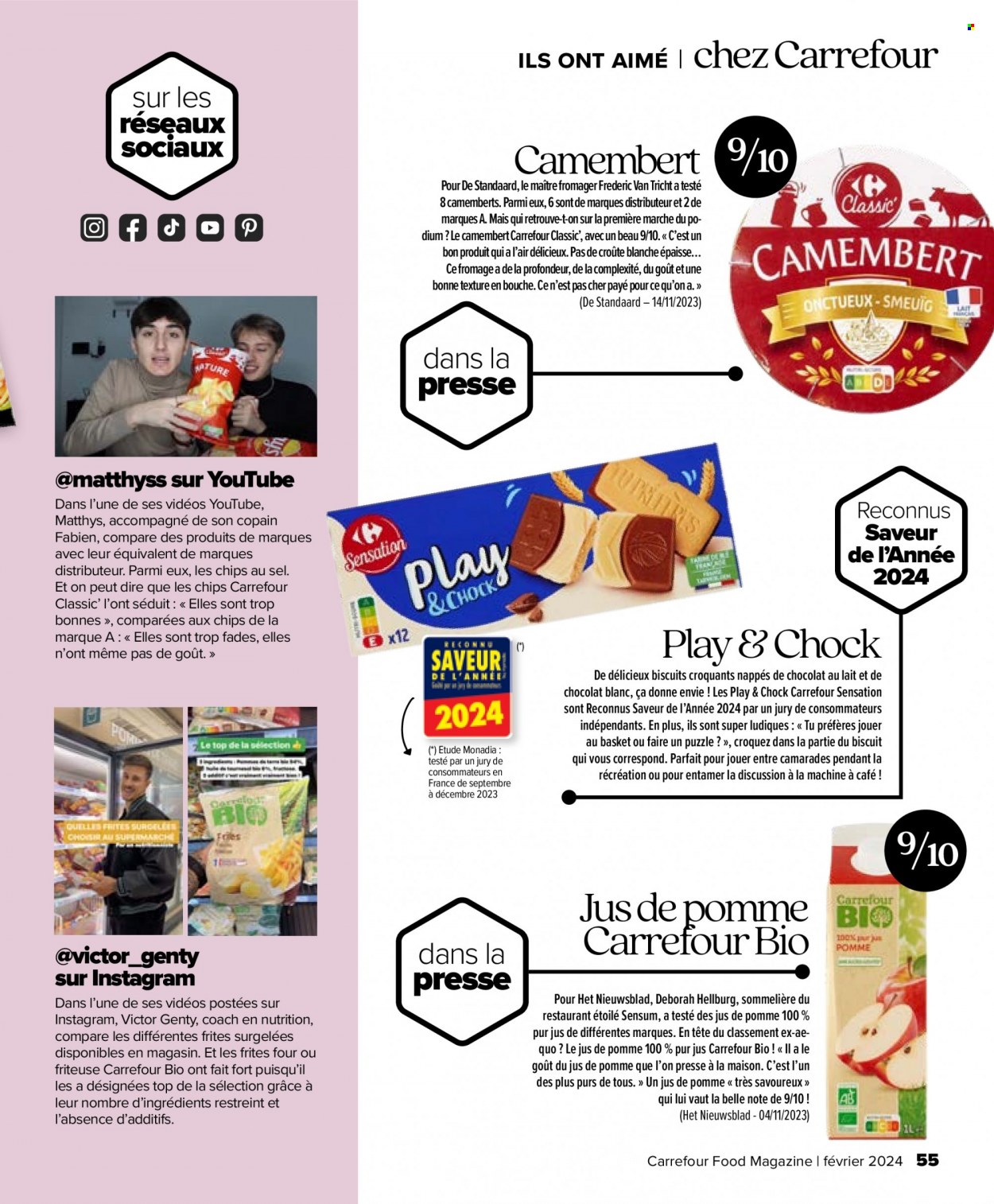 thumbnail - Carrefour-aanbieding - 29/01/2024 - 20/03/2024 -  producten in de aanbieding - maïs, Camembert, frites, chips, friteuse, top, puzzel. Pagina 55.