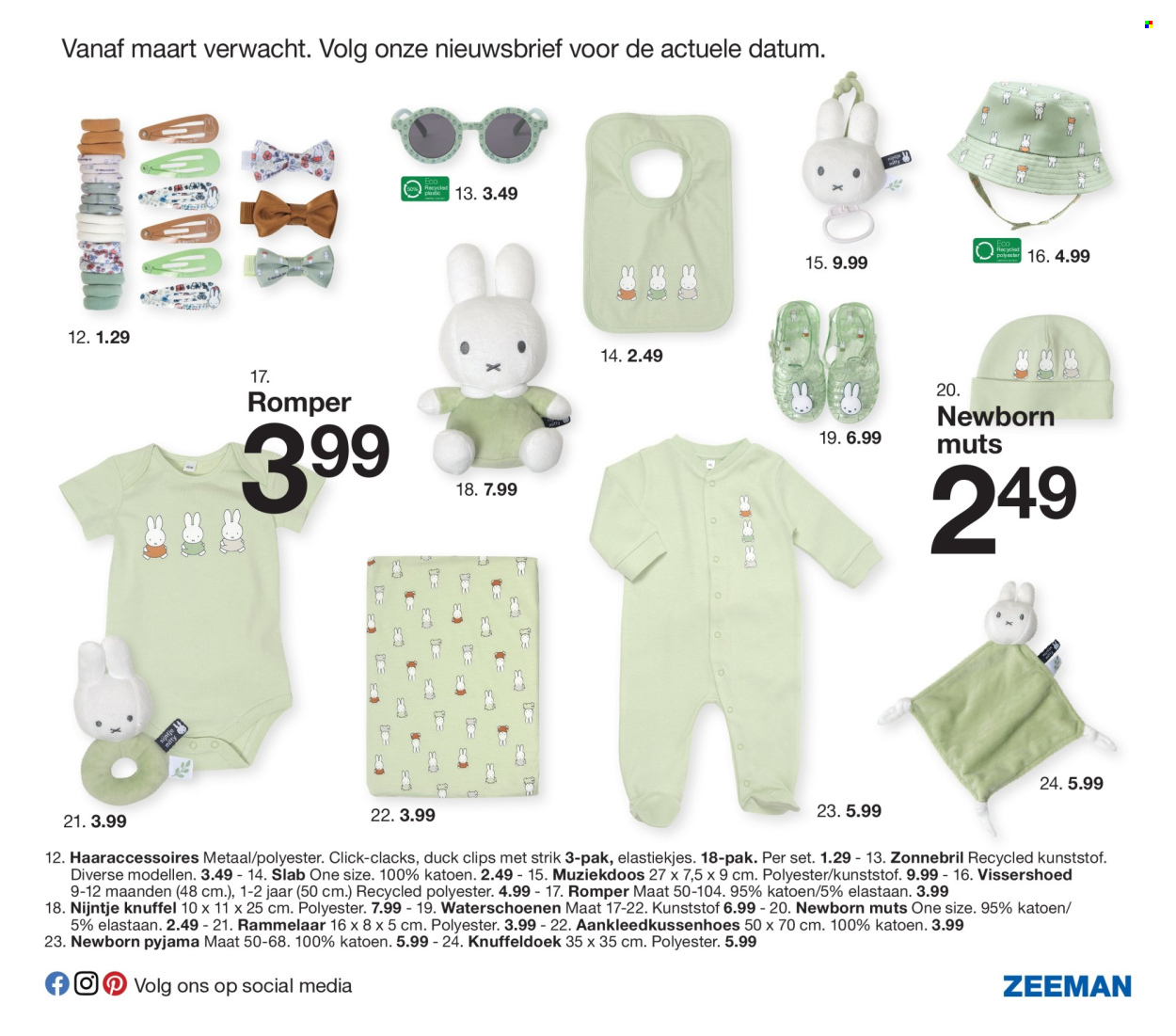 thumbnail - Zeeman-aanbieding - 01/02/2024 - 31/07/2024 -  producten in de aanbieding - Nijntje, pyjama, muts, haaraccessoires, zonnebril. Pagina 9.
