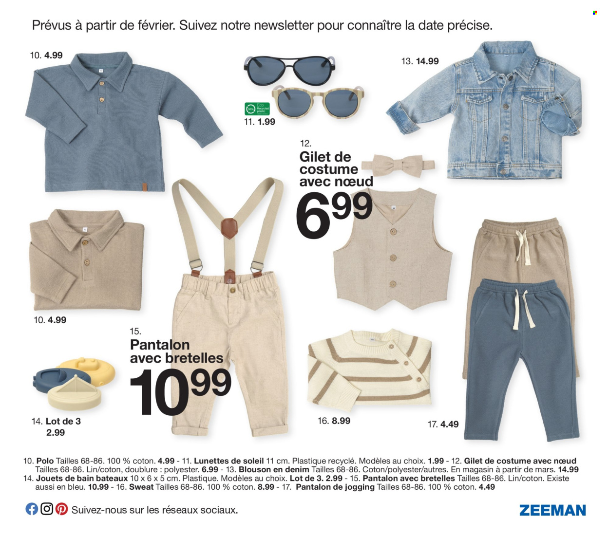 thumbnail - Zeeman-aanbieding - 01/02/2024 - 31/07/2024 -  producten in de aanbieding - gilet, pantalon, poloshirt. Pagina 19.