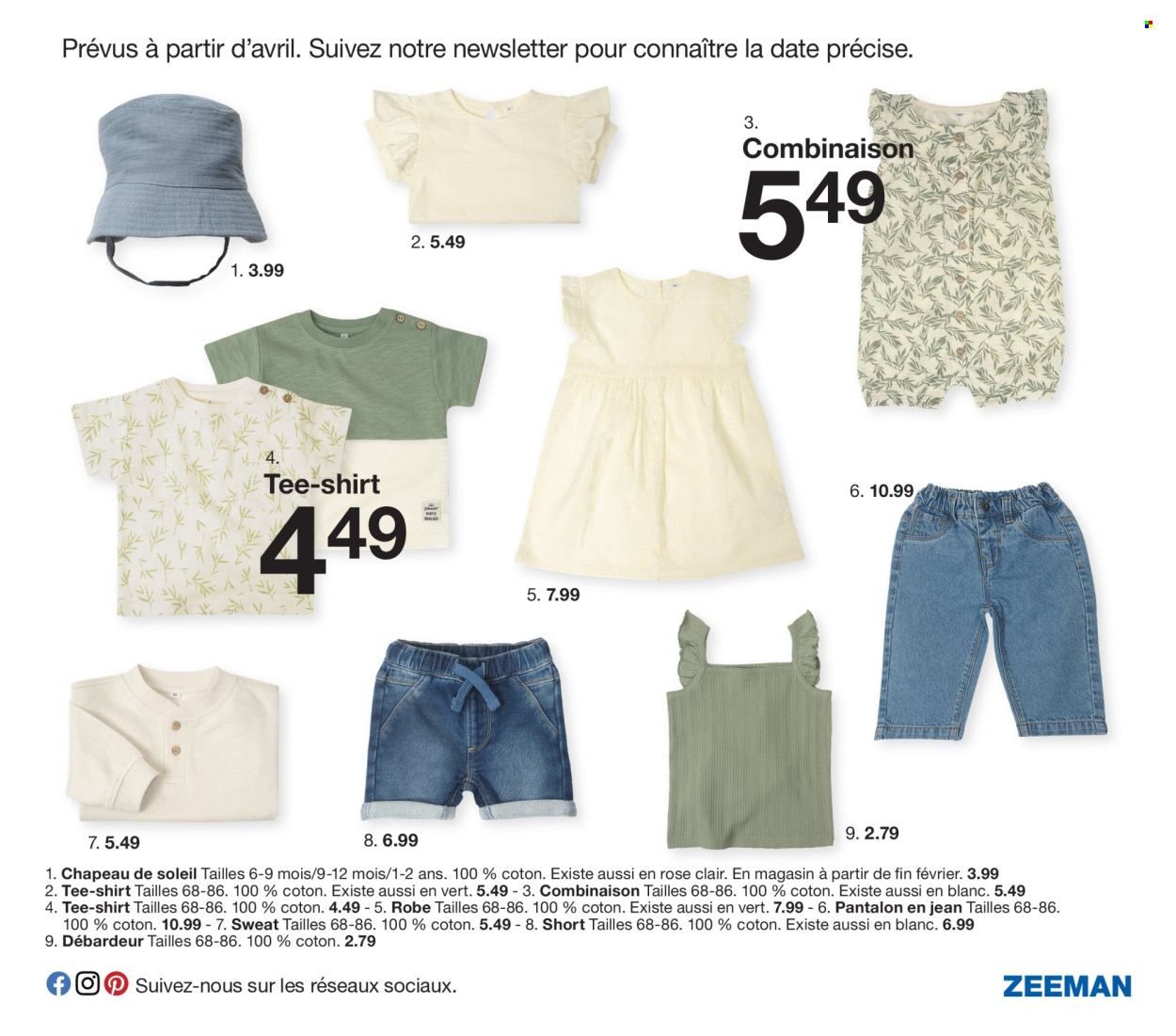 thumbnail - Zeeman-aanbieding - 01/02/2024 - 31/07/2024 -  producten in de aanbieding - short, pantalon, shirt. Pagina 21.