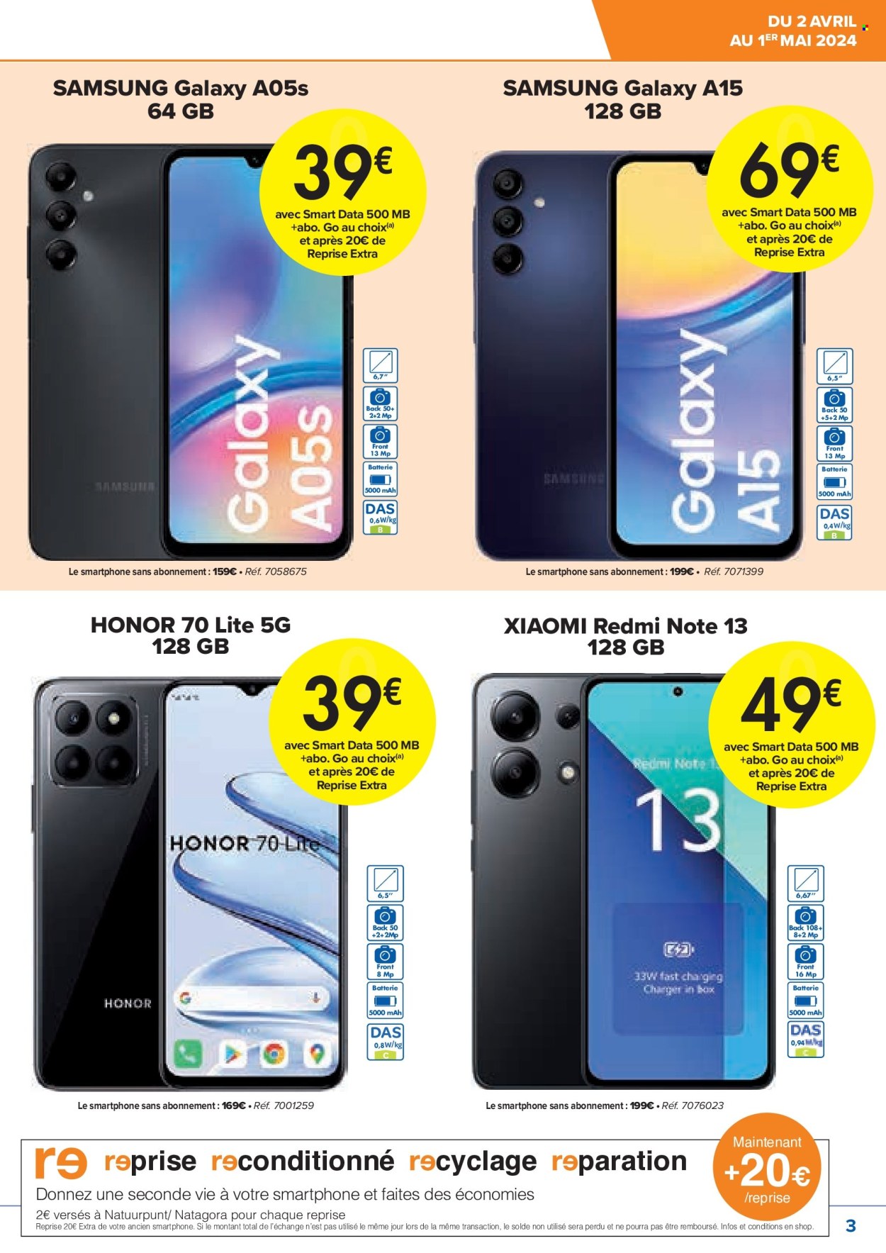 thumbnail - Carrefour hypermarkt-aanbieding - 02/04/2024 - 01/05/2024 -  producten in de aanbieding - Samsung, smartphone. Pagina 3.