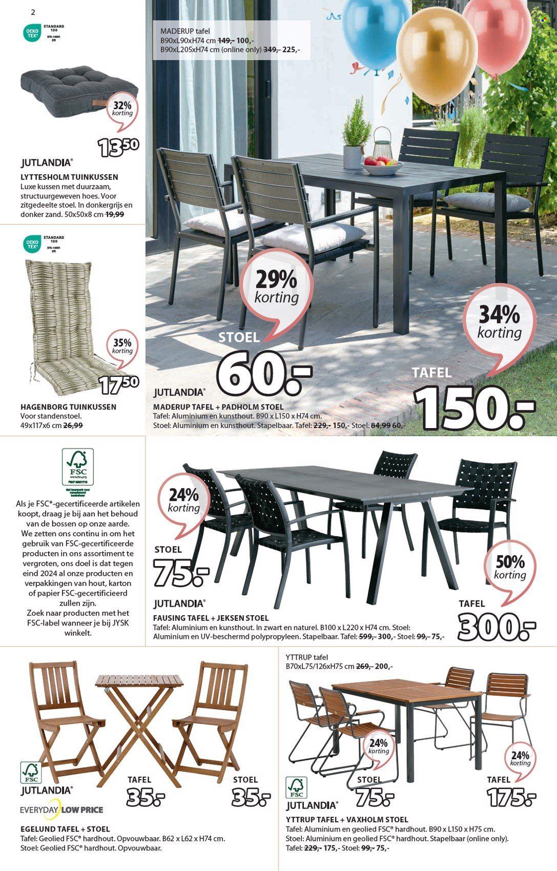 thumbnail - JYSK-aanbieding - 08/04/2024 - 19/05/2024 -  producten in de aanbieding - tuinkussen, stoel, eetset, tafel, klapstoel, stapelstoel. Pagina 3.