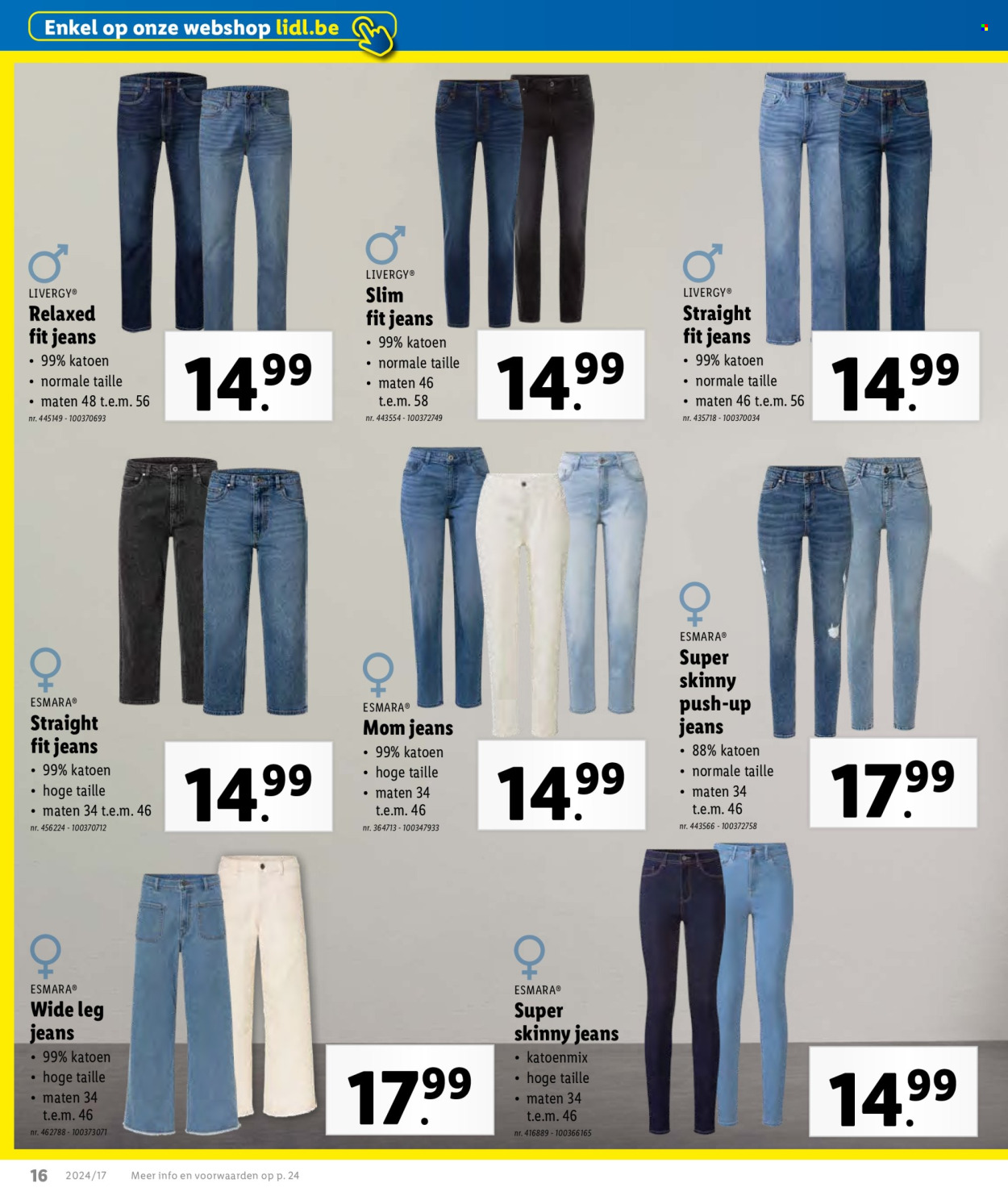 thumbnail - Lidl-aanbieding - 24/04/2024 - 30/04/2024 -  producten in de aanbieding - jeans. Pagina 32.