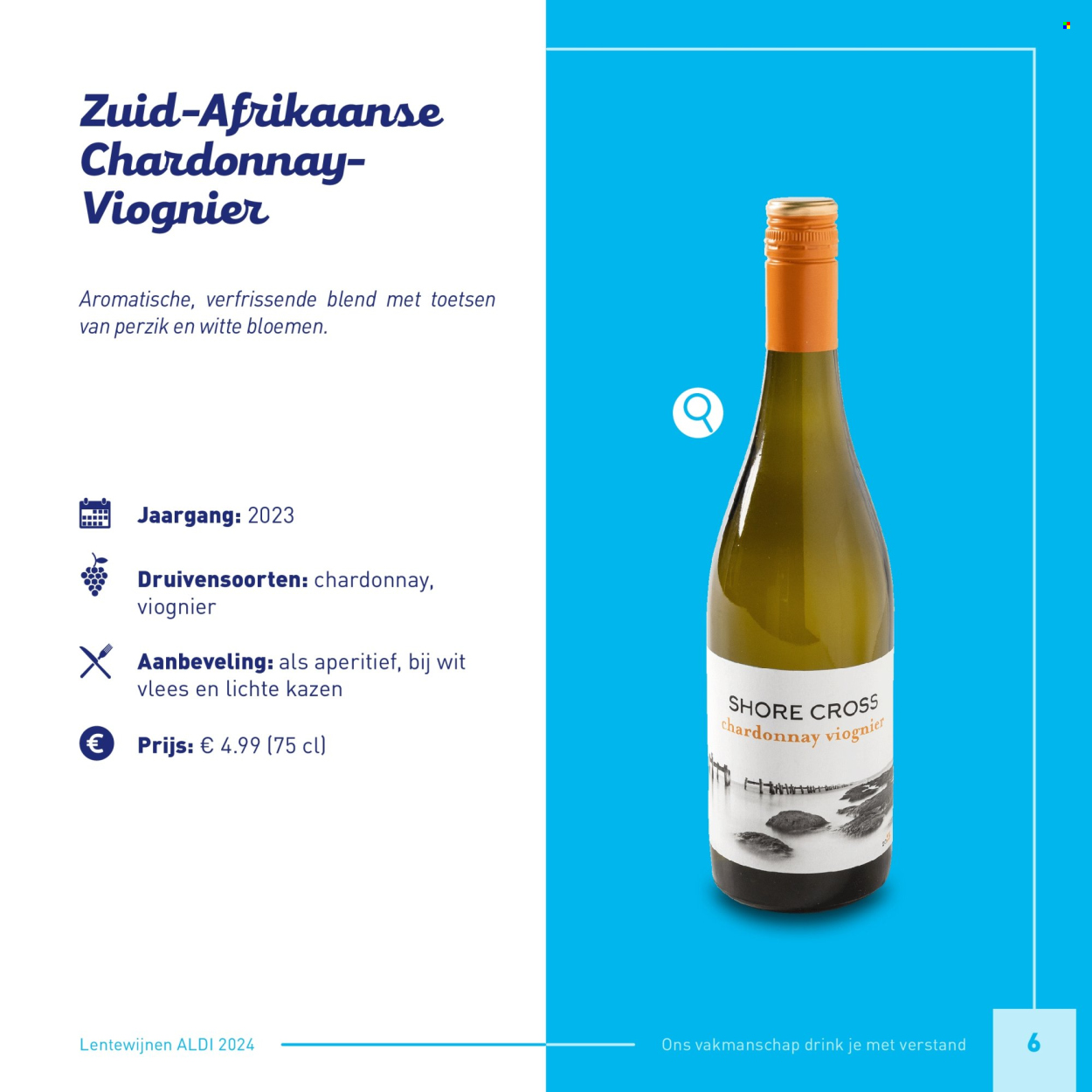 thumbnail - ALDI-aanbieding -  producten in de aanbieding - alcohol, Chardonnay, witte wijn, wijn, bloemen. Pagina 6.
