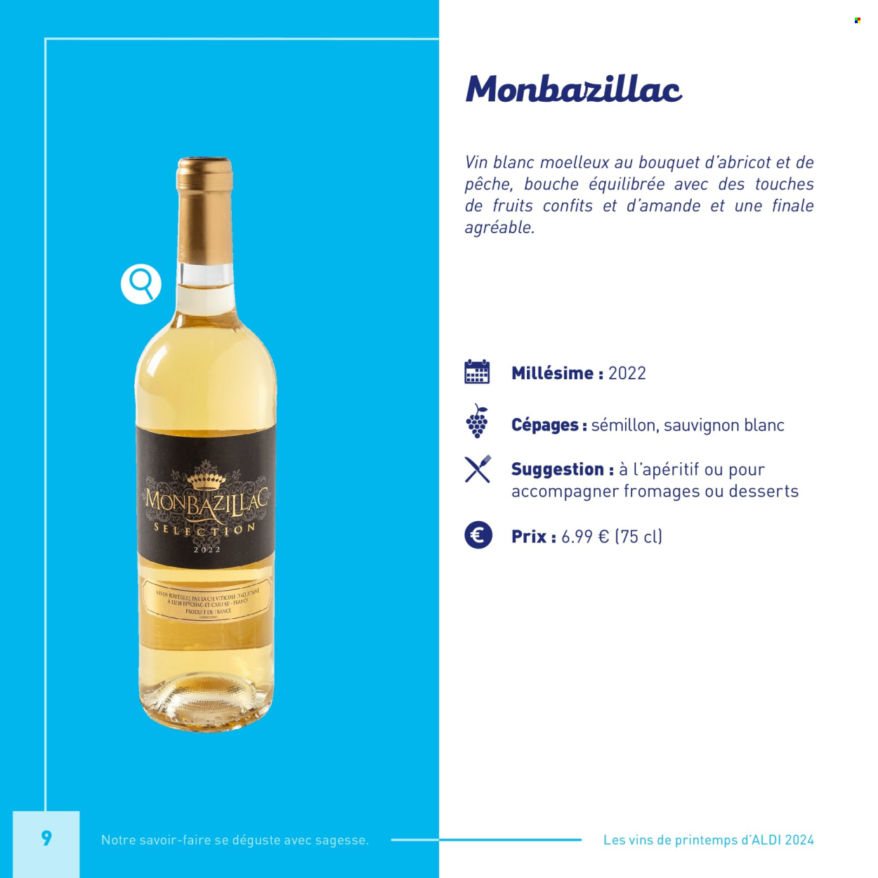 thumbnail - ALDI-aanbieding -  producten in de aanbieding - alcohol, nagerecht, witte wijn, Sauvignon Blanc. Pagina 9.