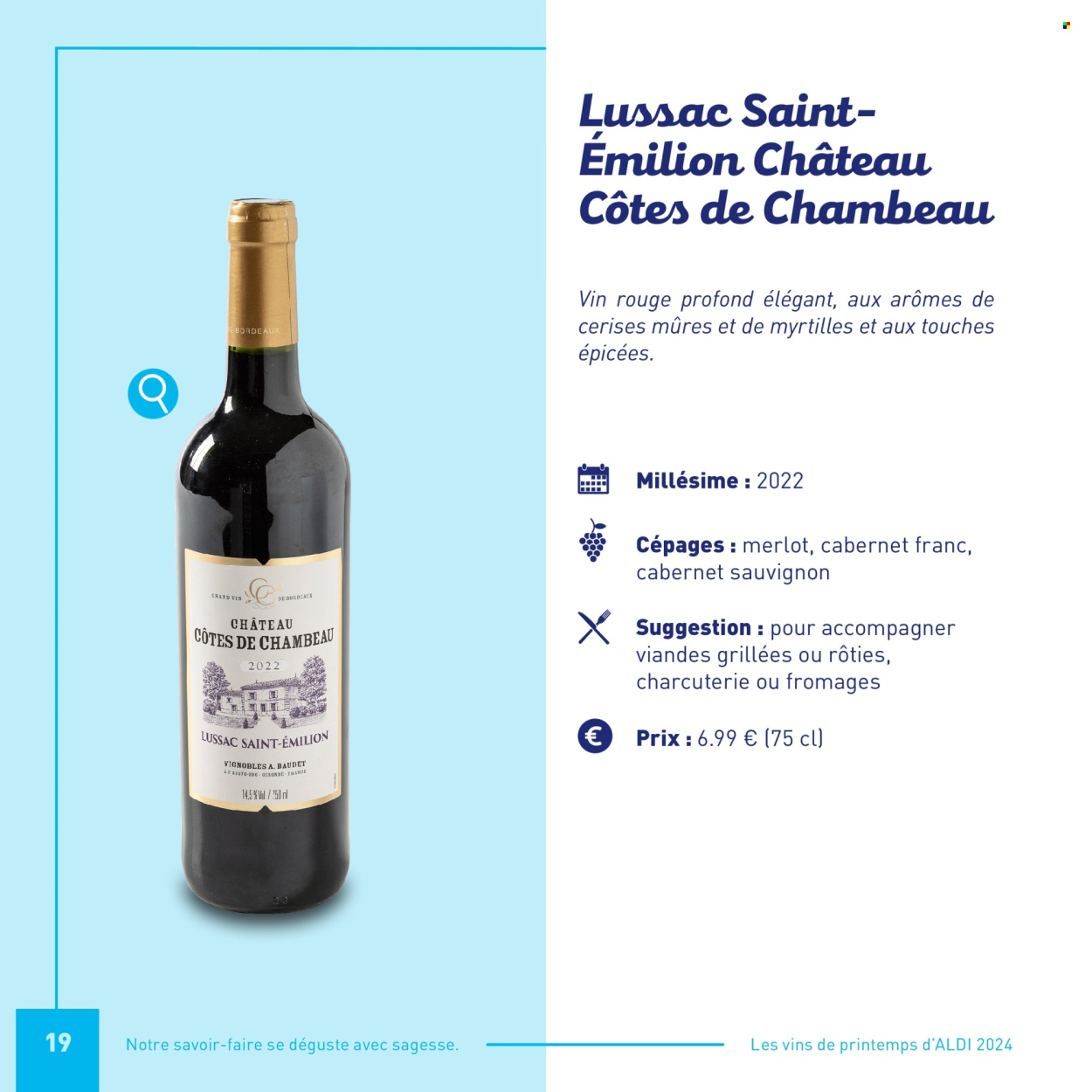 thumbnail - ALDI-aanbieding -  producten in de aanbieding - alcohol, Cabernet Sauvignon, Merlot, rode wijn, wijn, Bordeaux. Pagina 19.