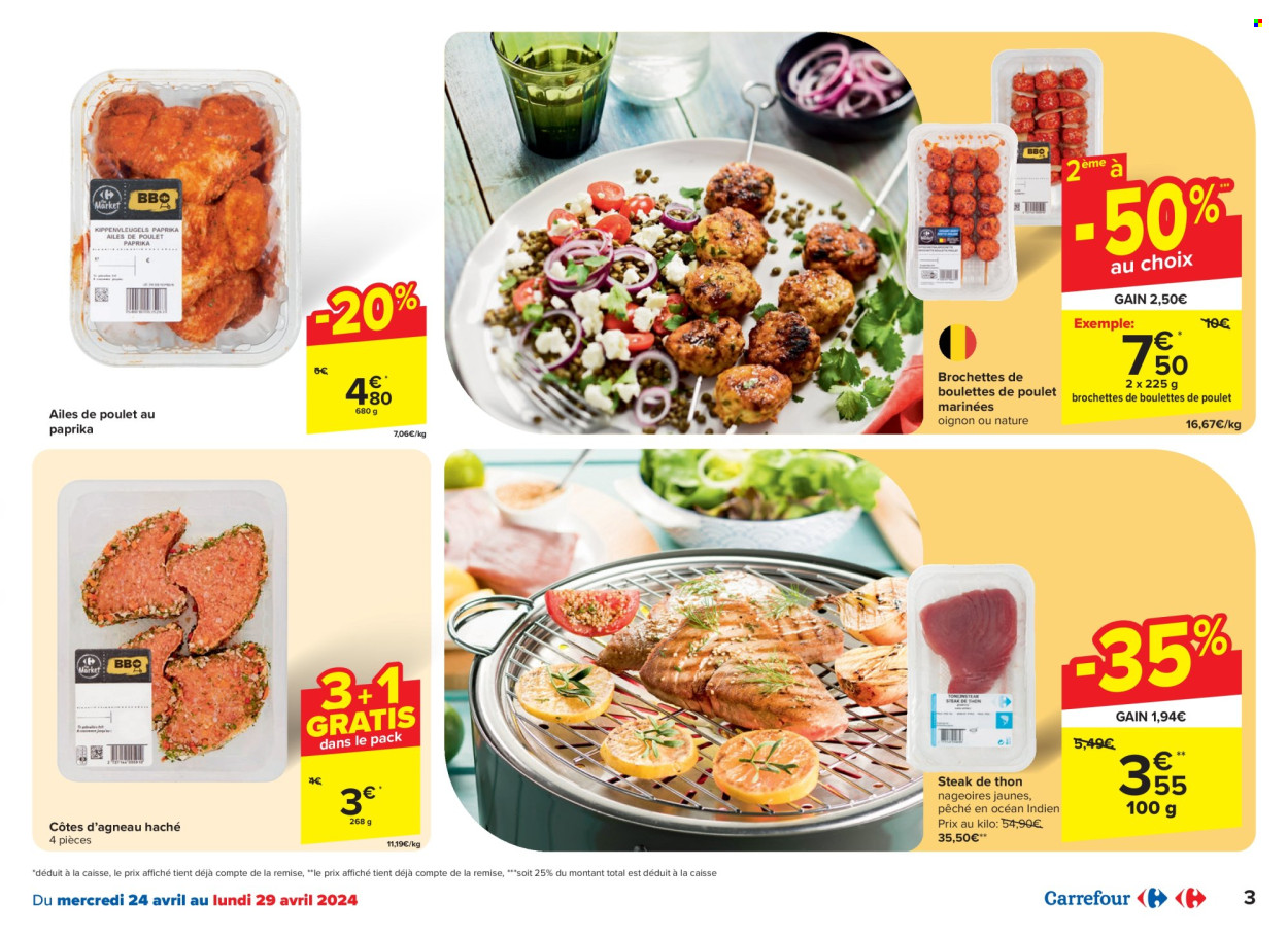 thumbnail - Carrefour-aanbieding - 24/04/2024 - 06/05/2024 -  producten in de aanbieding - steak, paprika. Pagina 3.