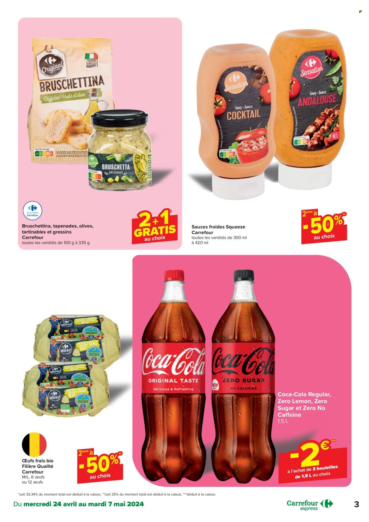 thumbnail - Carrefour express-aanbieding - 24/04/2024 - 06/05/2024 -  producten in de aanbieding - olijfolie, Coca-Cola. Pagina 3.