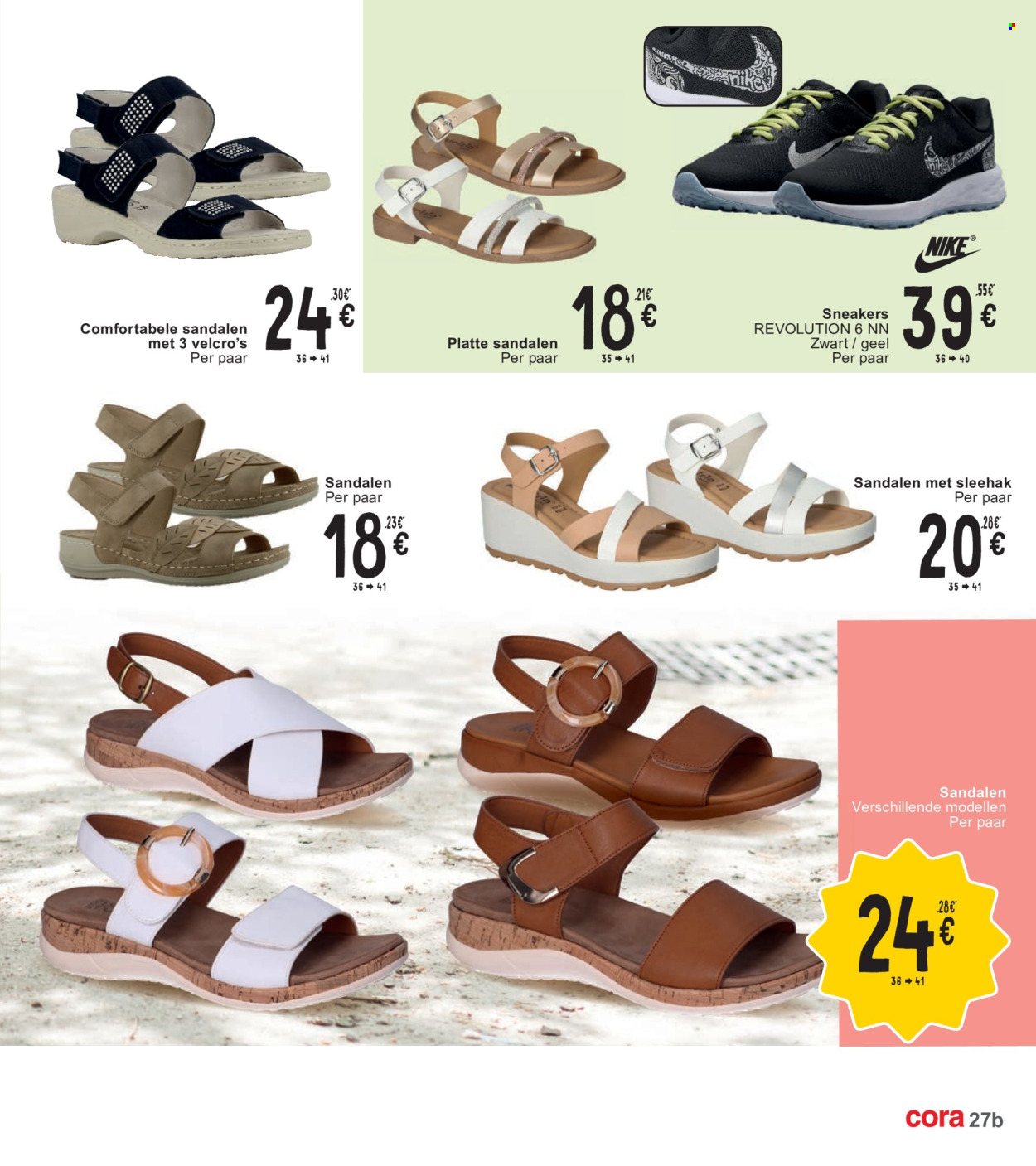 thumbnail - Cora-aanbieding - 23/04/2024 - 06/05/2024 -  producten in de aanbieding - Nike, sandalen, sleehak, sneakers. Pagina 27.