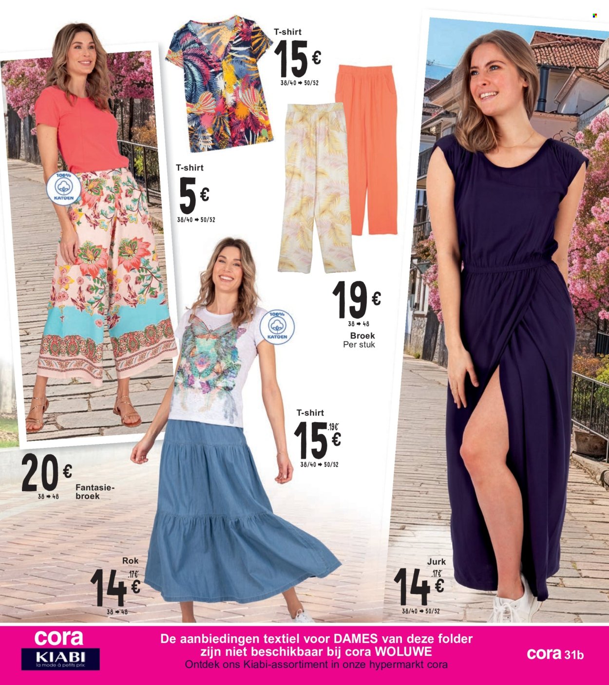 thumbnail - Cora-aanbieding - 23/04/2024 - 06/05/2024 -  producten in de aanbieding - broek, jurk, rok. Pagina 31.