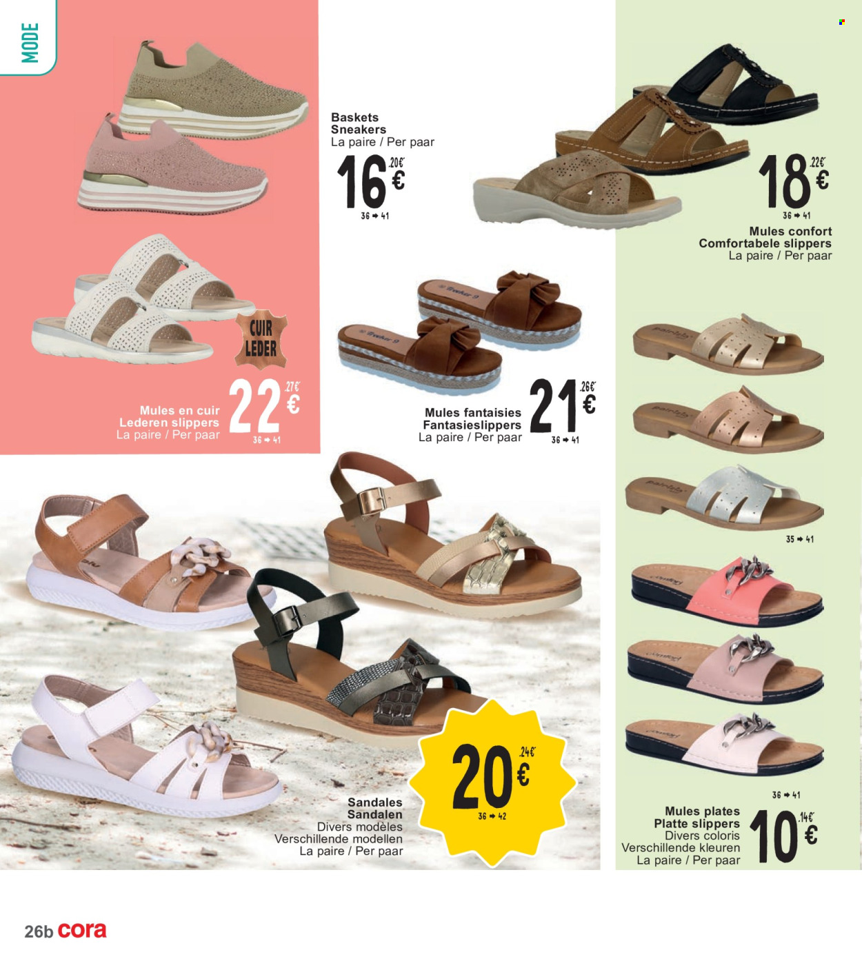 thumbnail - Cora-aanbieding - 23/04/2024 - 06/05/2024 -  producten in de aanbieding - sandalen, slippers, sneakers. Pagina 26.