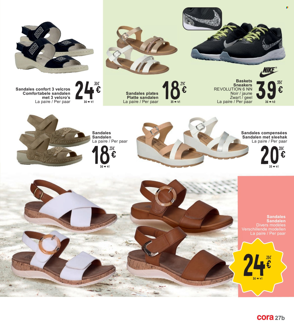 thumbnail - Cora-aanbieding - 23/04/2024 - 06/05/2024 -  producten in de aanbieding - Nike, sandalen, sleehak, sneakers. Pagina 27.