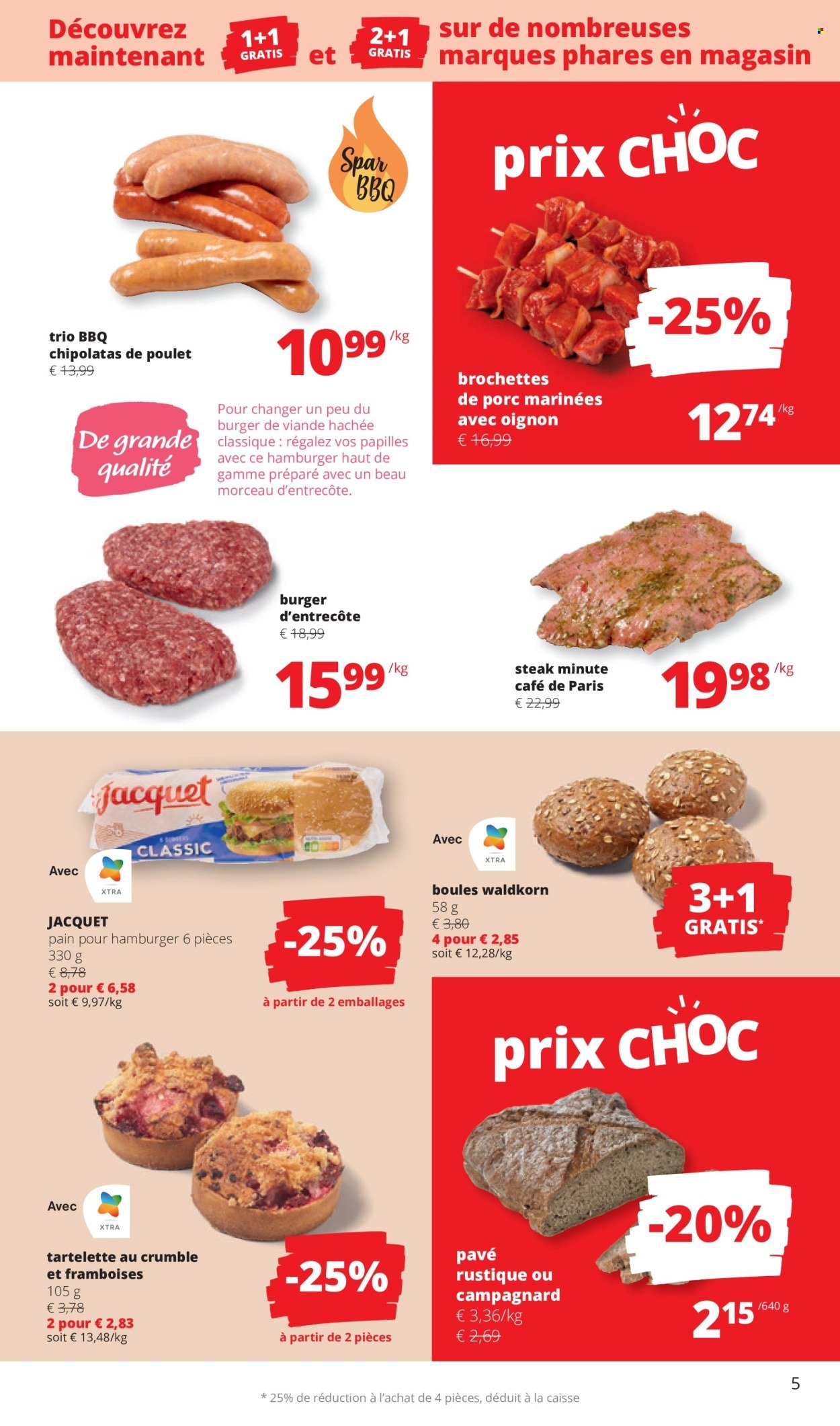 thumbnail - SPAR-aanbieding - 25/04/2024 - 08/05/2024 -  producten in de aanbieding - steak, entrecote, rundvlees, hamburger, BBQ. Pagina 5.