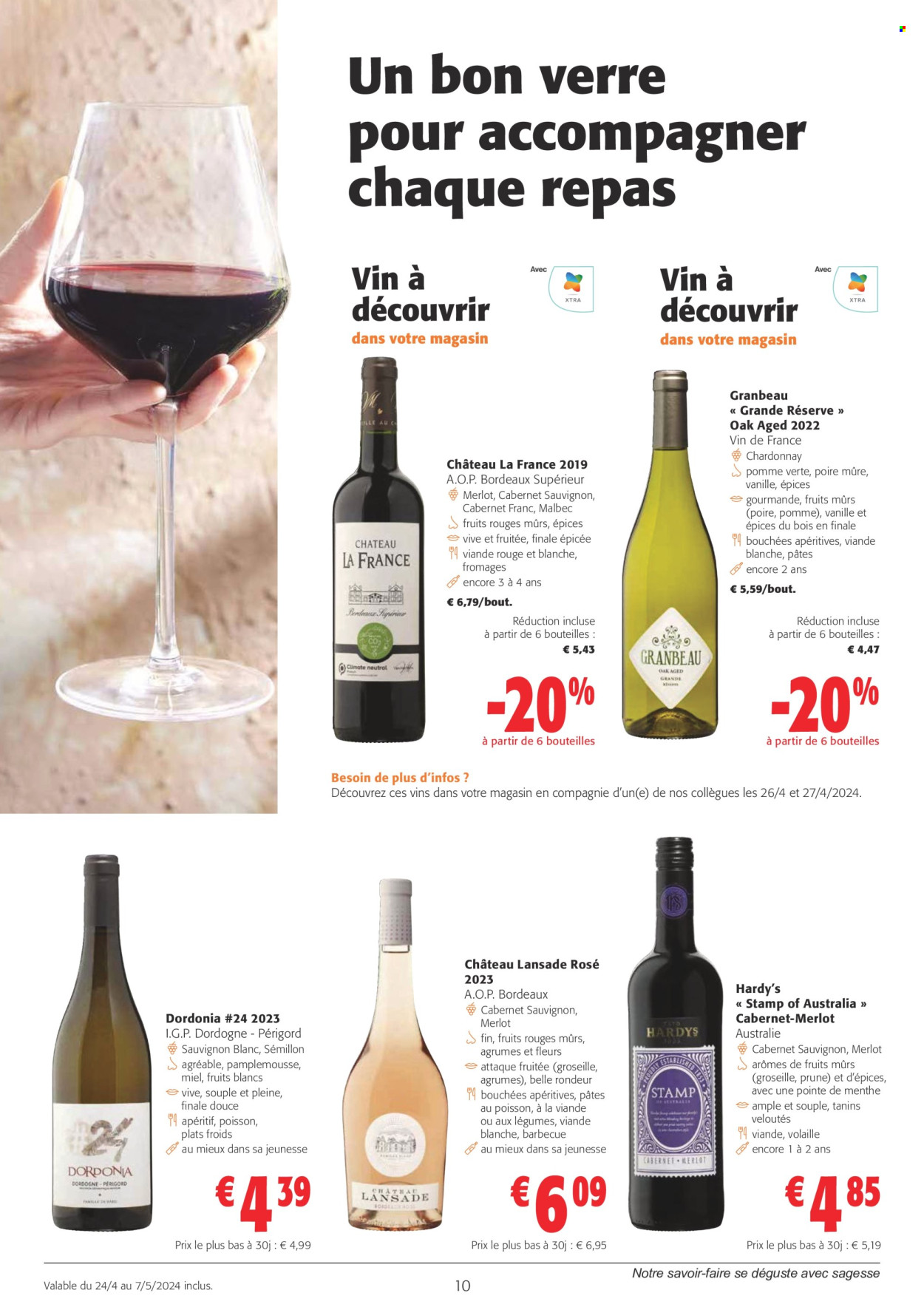 thumbnail - Colruyt-aanbieding - 24/04/2024 - 07/05/2024 -  producten in de aanbieding - alcohol, BBQ, Cabernet Sauvignon, Chardonnay, Merlot, rode wijn, witte wijn, wijn, Sauvignon Blanc, Bordeaux. Pagina 10.