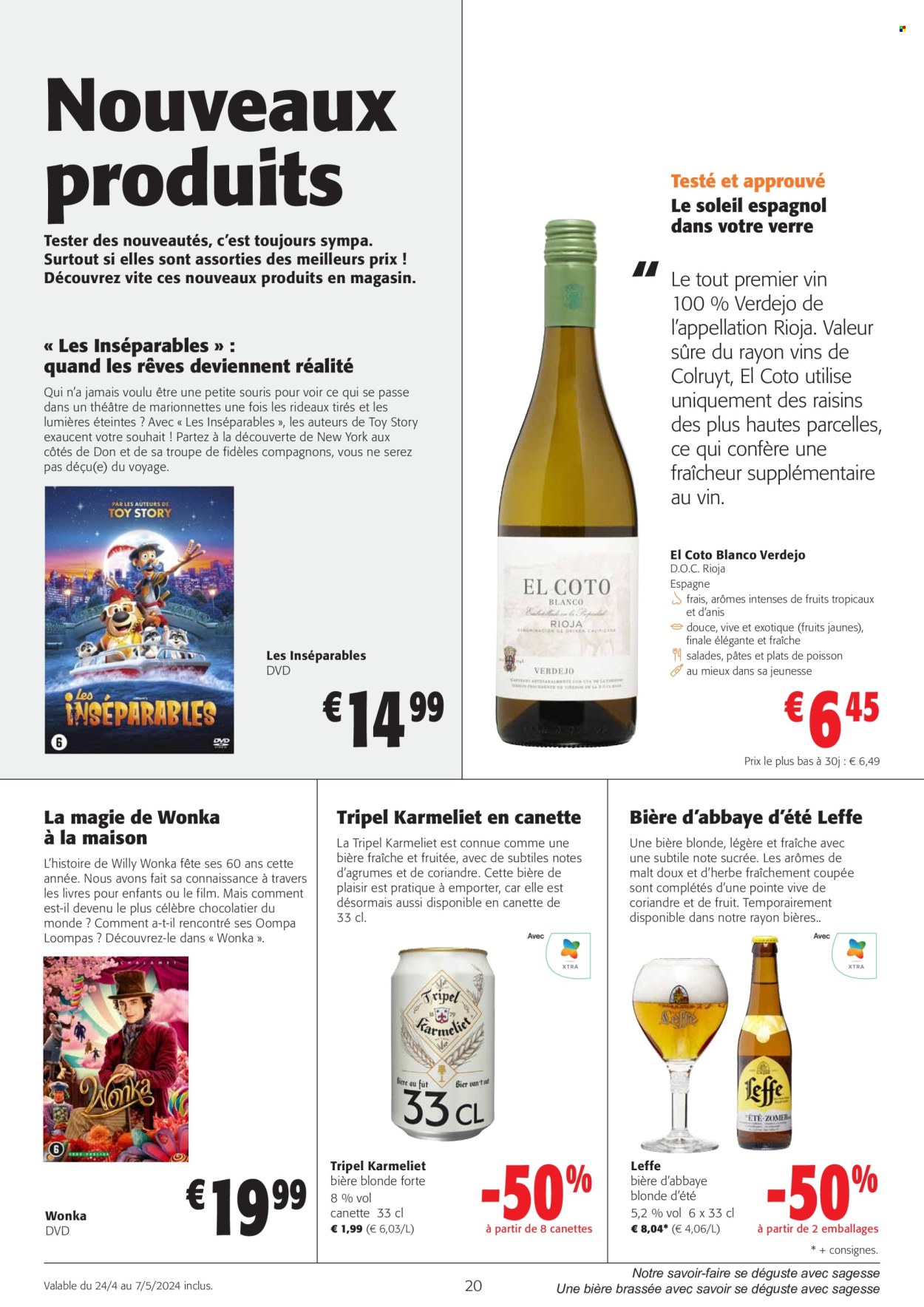 thumbnail - Colruyt-aanbieding - 24/04/2024 - 07/05/2024 -  producten in de aanbieding - Leffe, bier, alcohol, maïs, Rioja, rode wijn, wijn. Pagina 1.
