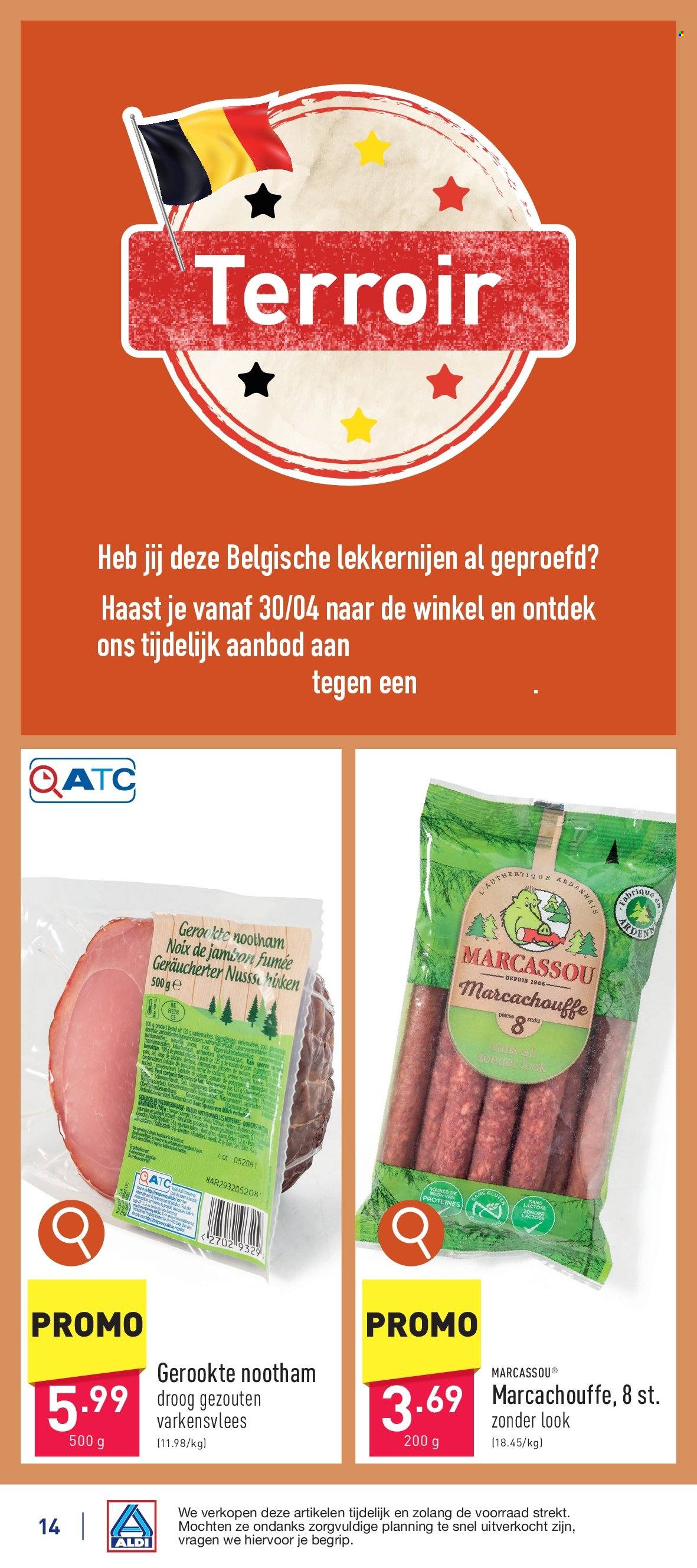 thumbnail - ALDI-aanbieding - 27/04/2024 - 04/05/2024 -  producten in de aanbieding - varkensvlees. Pagina 14.
