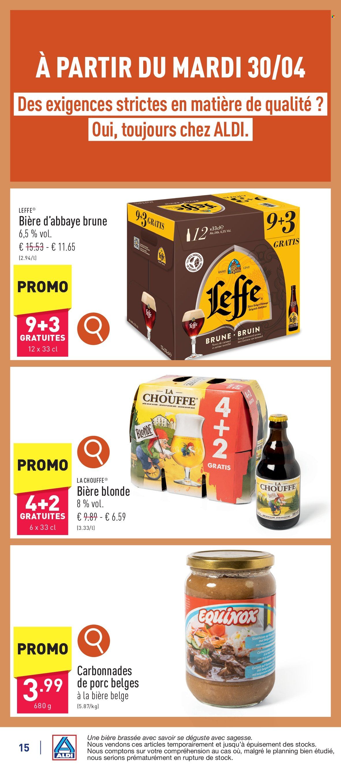 thumbnail - ALDI-aanbieding - 27/04/2024 - 04/05/2024 -  producten in de aanbieding - Leffe, bier, alcohol. Pagina 15.
