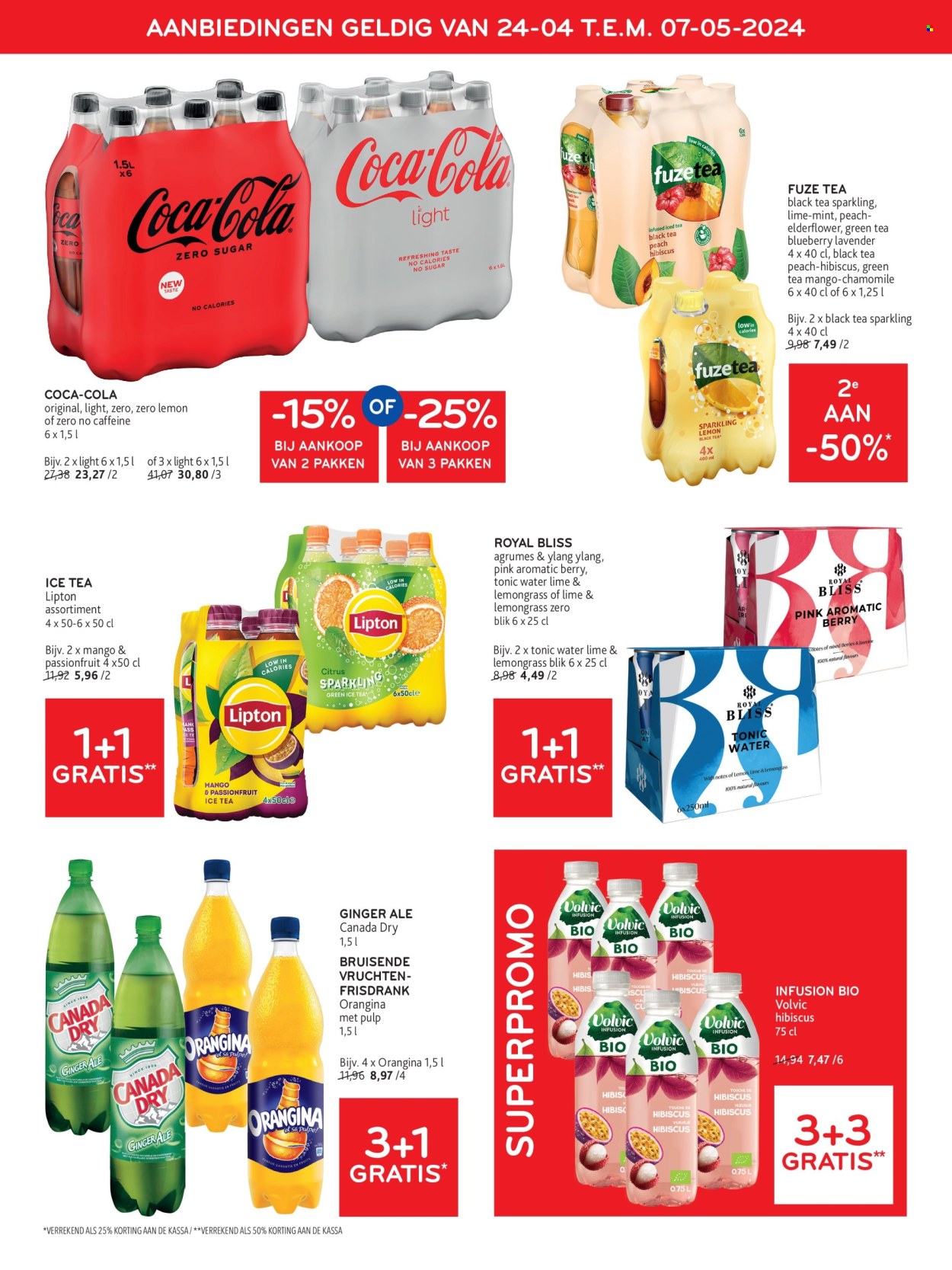 thumbnail - Alvo-aanbieding - 24/04/2024 - 07/05/2024 -  producten in de aanbieding - mango, Canada Dry, ginger ale, Coca-Cola, Lipton, ice tea, thee, tonic water, fuzetea. Pagina 12.