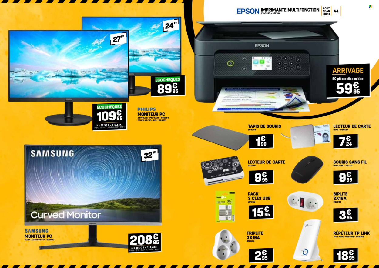 thumbnail - Electro Depot-aanbieding - 24/04/2024 - 05/05/2024 -  producten in de aanbieding - Philips, wifi, Samsung, computer, TP-Link, curved monitor, monitor. Pagina 16.
