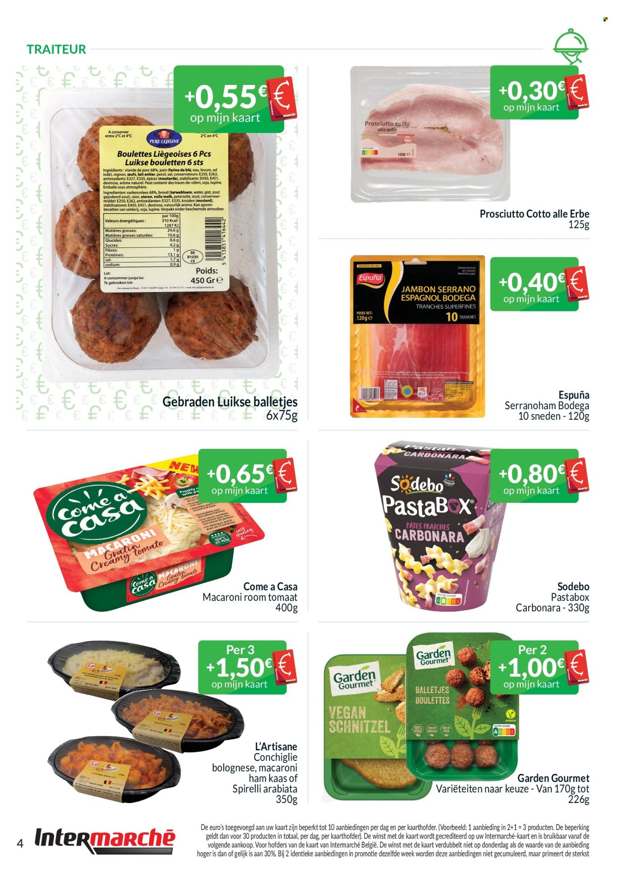 thumbnail - Intermarché-aanbieding - 01/05/2024 - 31/05/2024 -  producten in de aanbieding - ham, prosciutto, prosciutto cotto, serranoham, kaas, room, macaroni. Pagina 4.