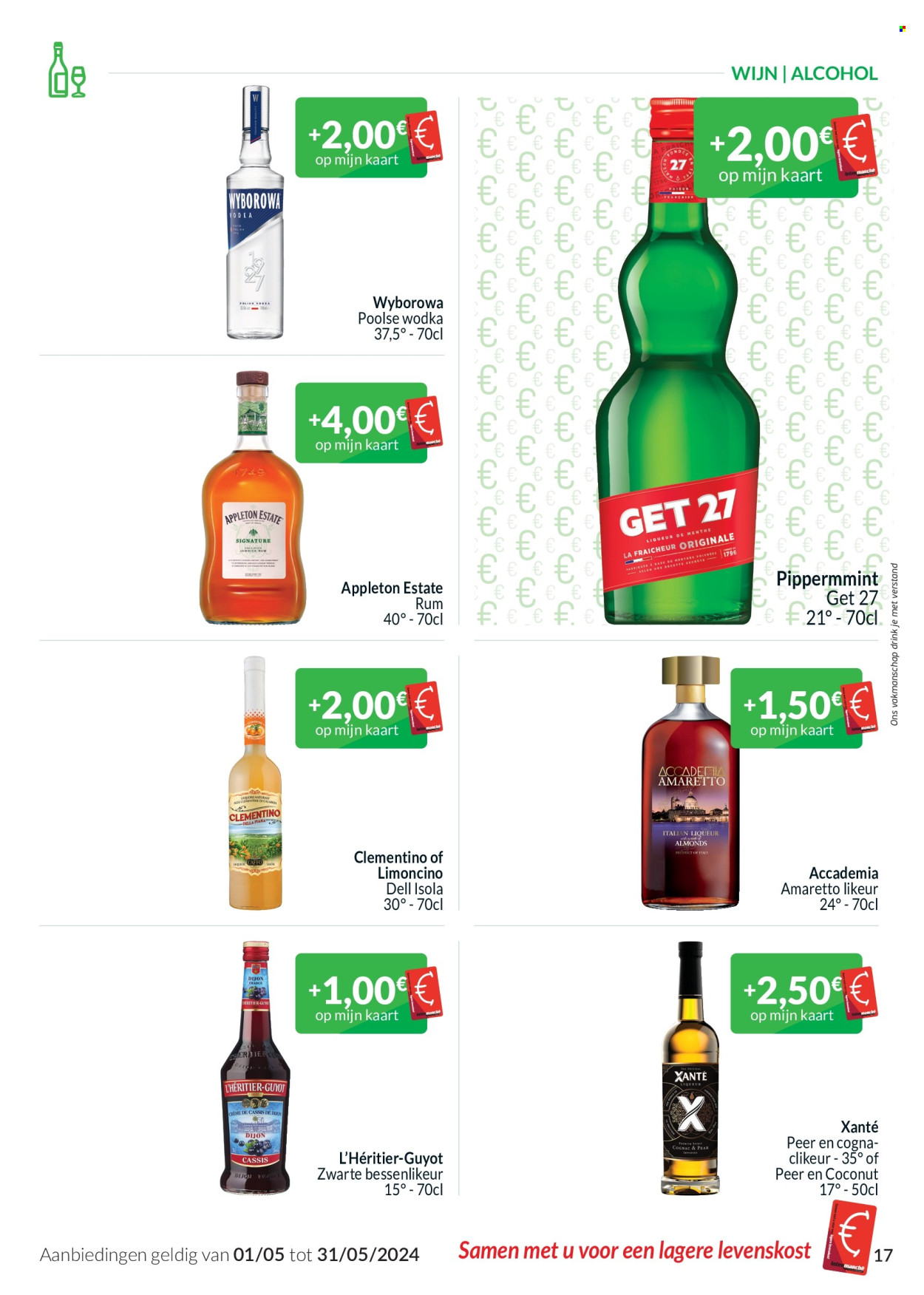thumbnail - Intermarché-aanbieding - 01/05/2024 - 31/05/2024 -  producten in de aanbieding - alcohol, wijn, rum, Crème de cassis, Amaretto, cognac, liqueur, vodka, likeur. Pagina 17.