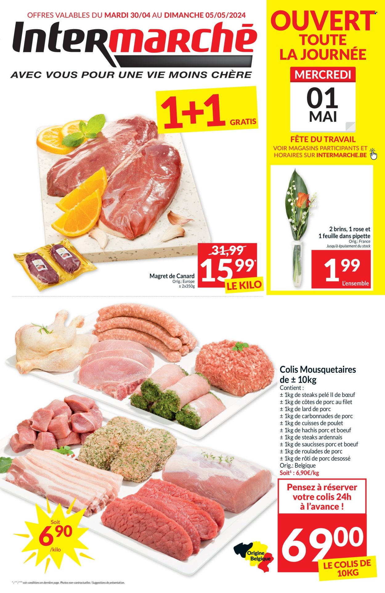 thumbnail - Intermarché-aanbieding - 30/04/2024 - 05/05/2024 -  producten in de aanbieding - steak, lard. Pagina 1.