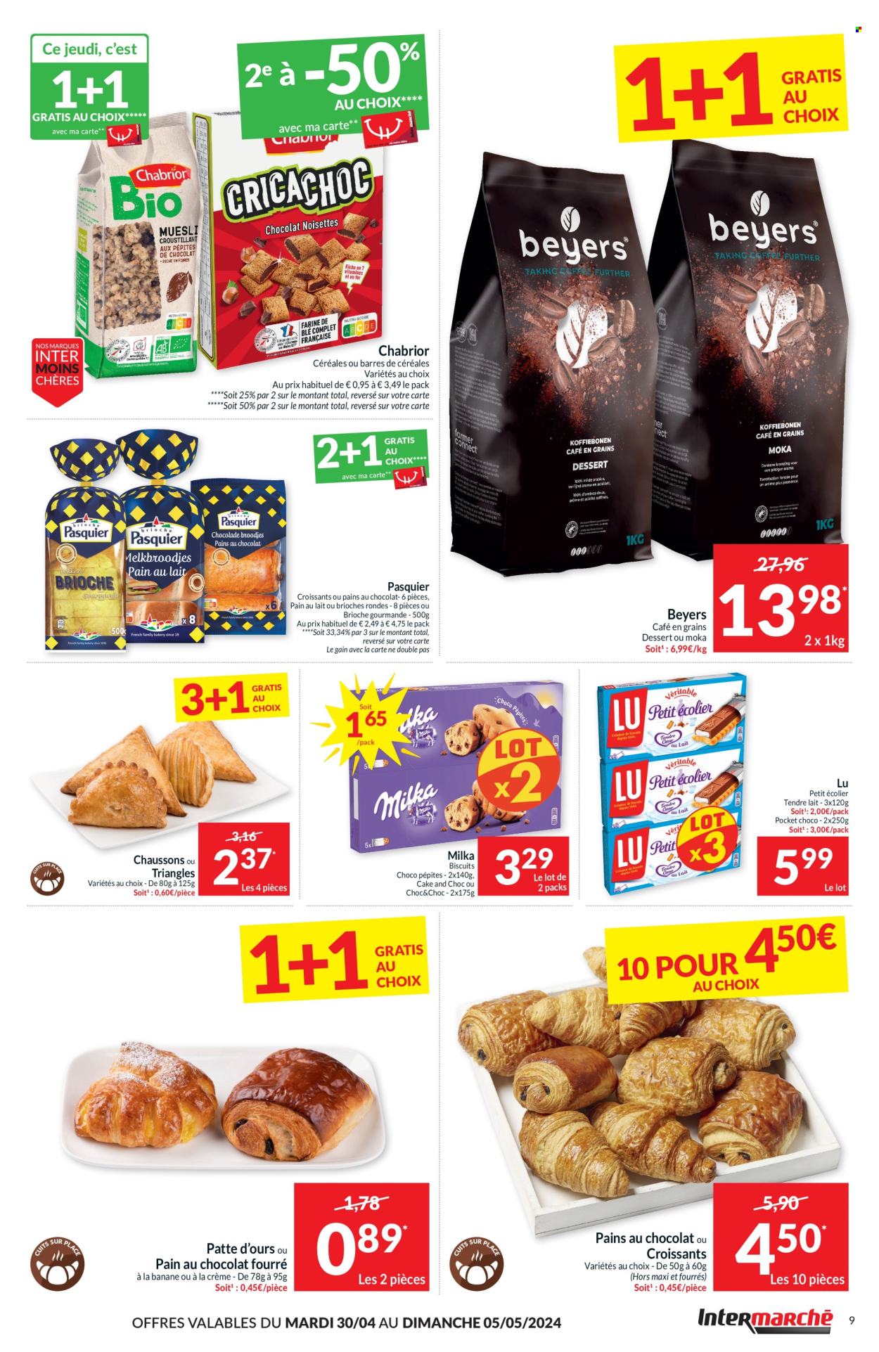 thumbnail - Intermarché-aanbieding - 30/04/2024 - 05/05/2024 -  producten in de aanbieding - gebak, croissant, brioche, taart, Milka, nagerecht. Pagina 9.