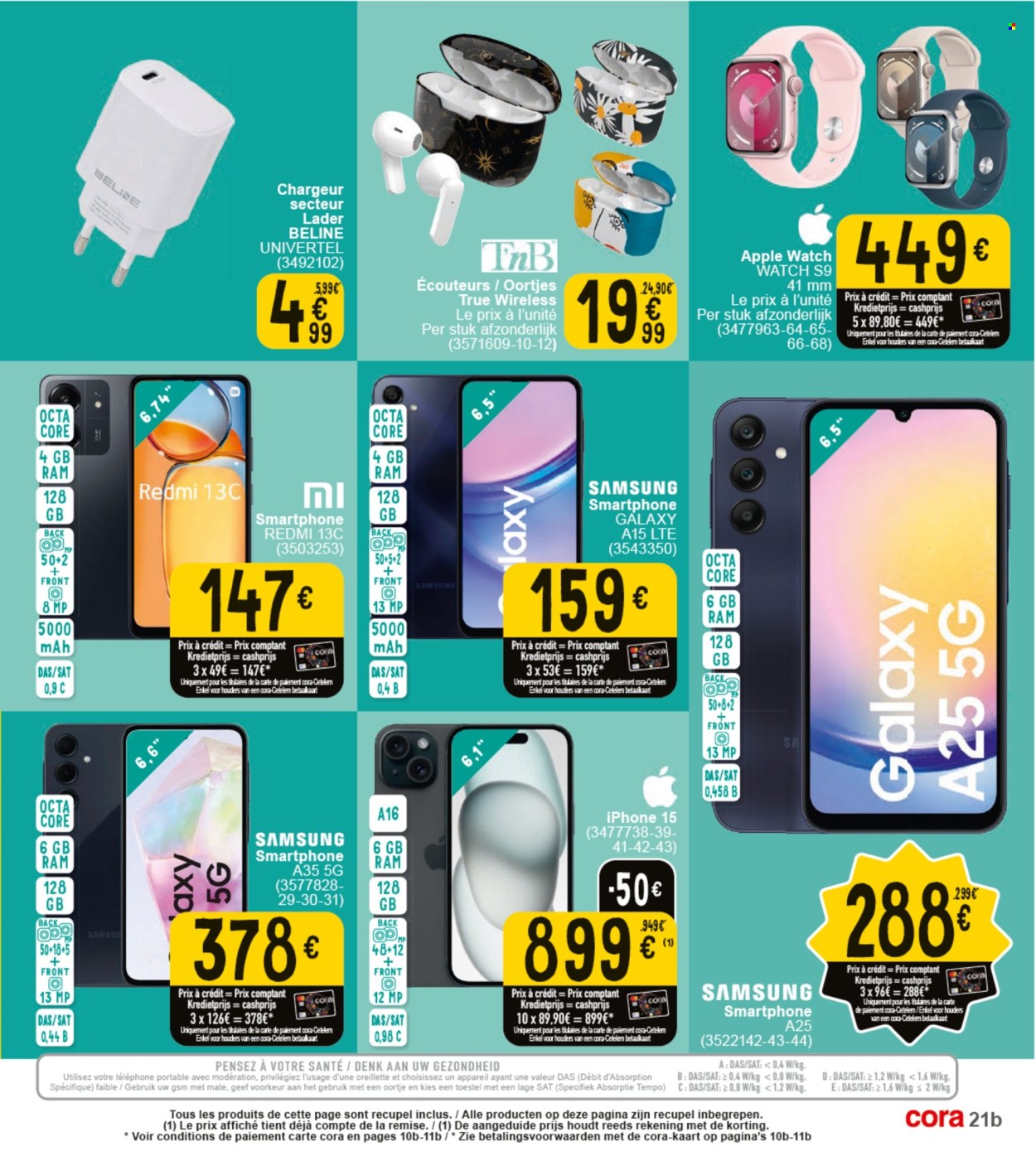 thumbnail - Cora-aanbieding - 30/04/2024 - 13/05/2024 -  producten in de aanbieding - Mate, Samsung, smartphone, iPhone, lte, Santé. Pagina 38.