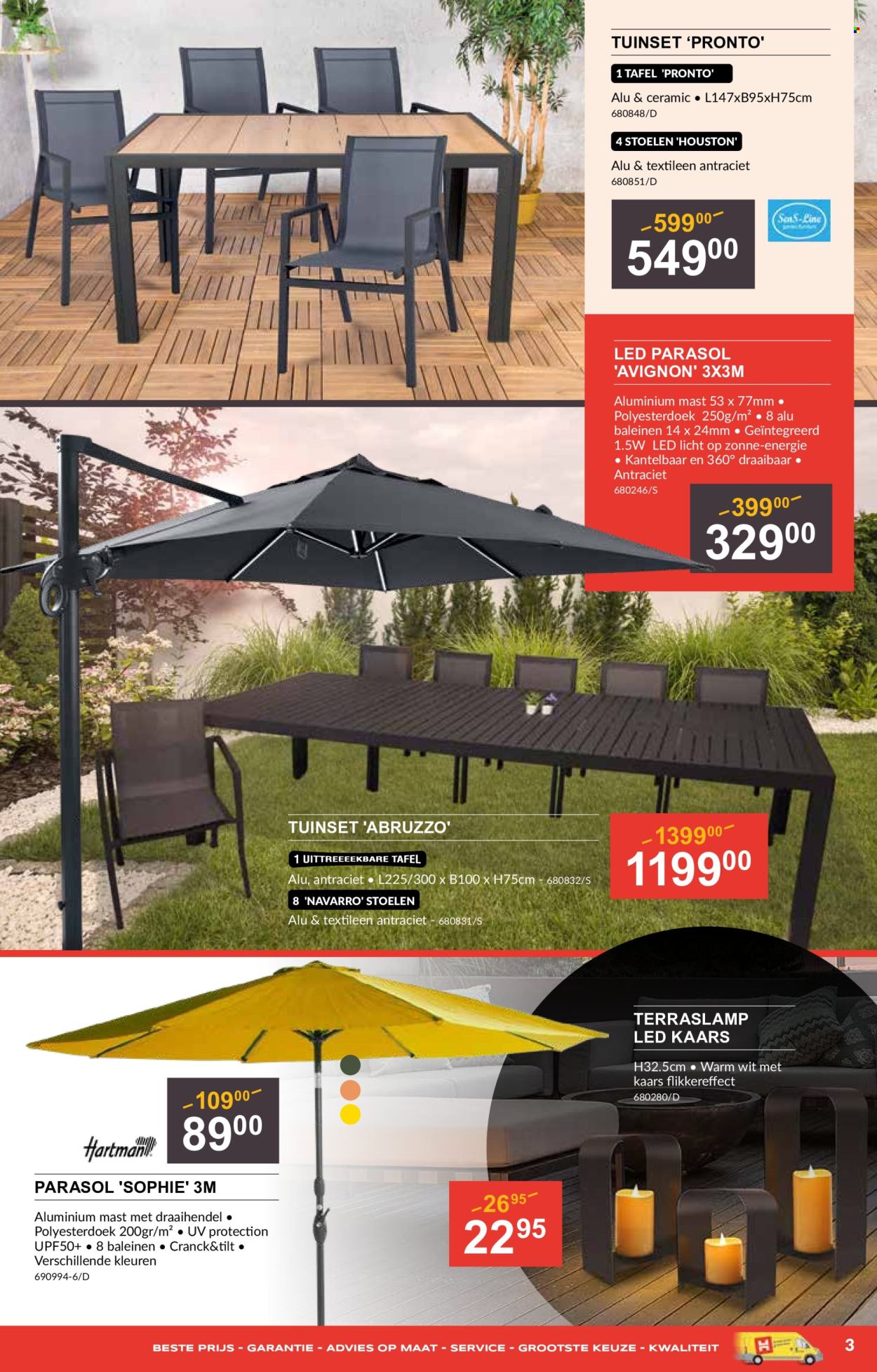 thumbnail - HandyHome-aanbieding - 25/04/2024 - 19/05/2024 -  producten in de aanbieding - tuinset, tafel, led lamp, led kaars, parasol. Pagina 3.