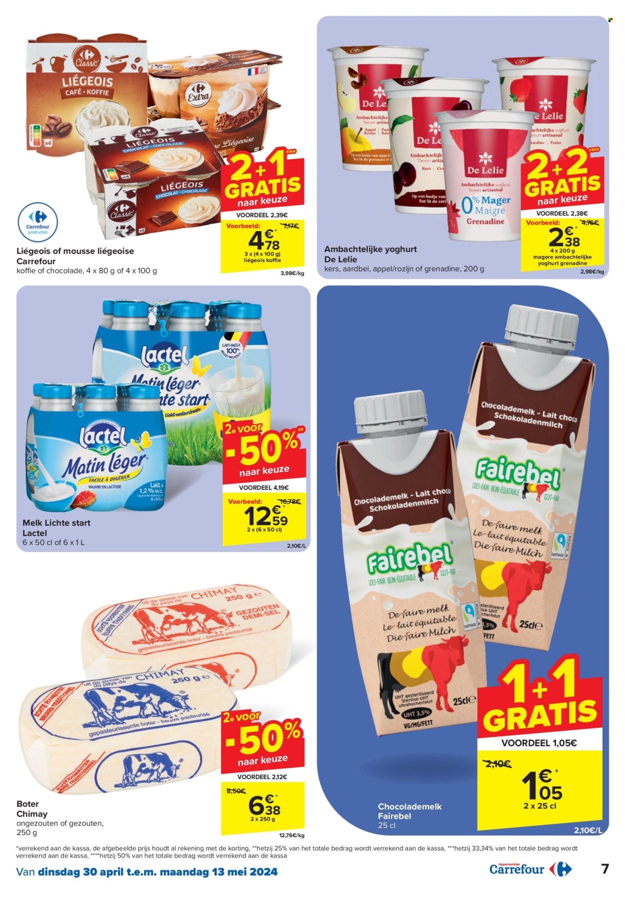 thumbnail - Carrefour hypermarkt-aanbieding - 30/04/2024 - 13/05/2024 -  producten in de aanbieding - yoghurt, melk, chocolademelk, Grenadine, koffie. Pagina 7.
