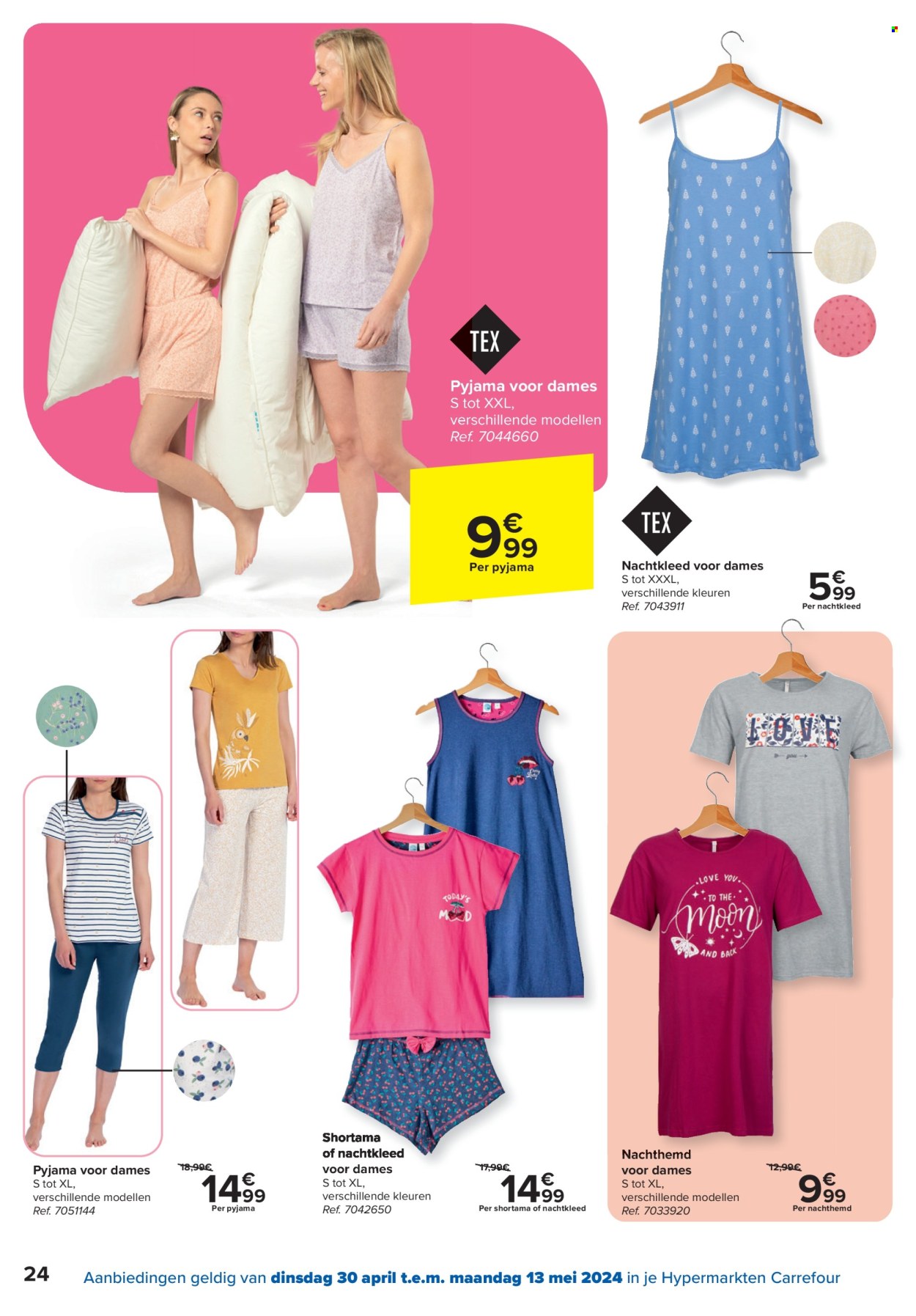 thumbnail - Carrefour hypermarkt-aanbieding - 30/04/2024 - 13/05/2024 -  producten in de aanbieding - pyjama, nachthemd. Pagina 24.
