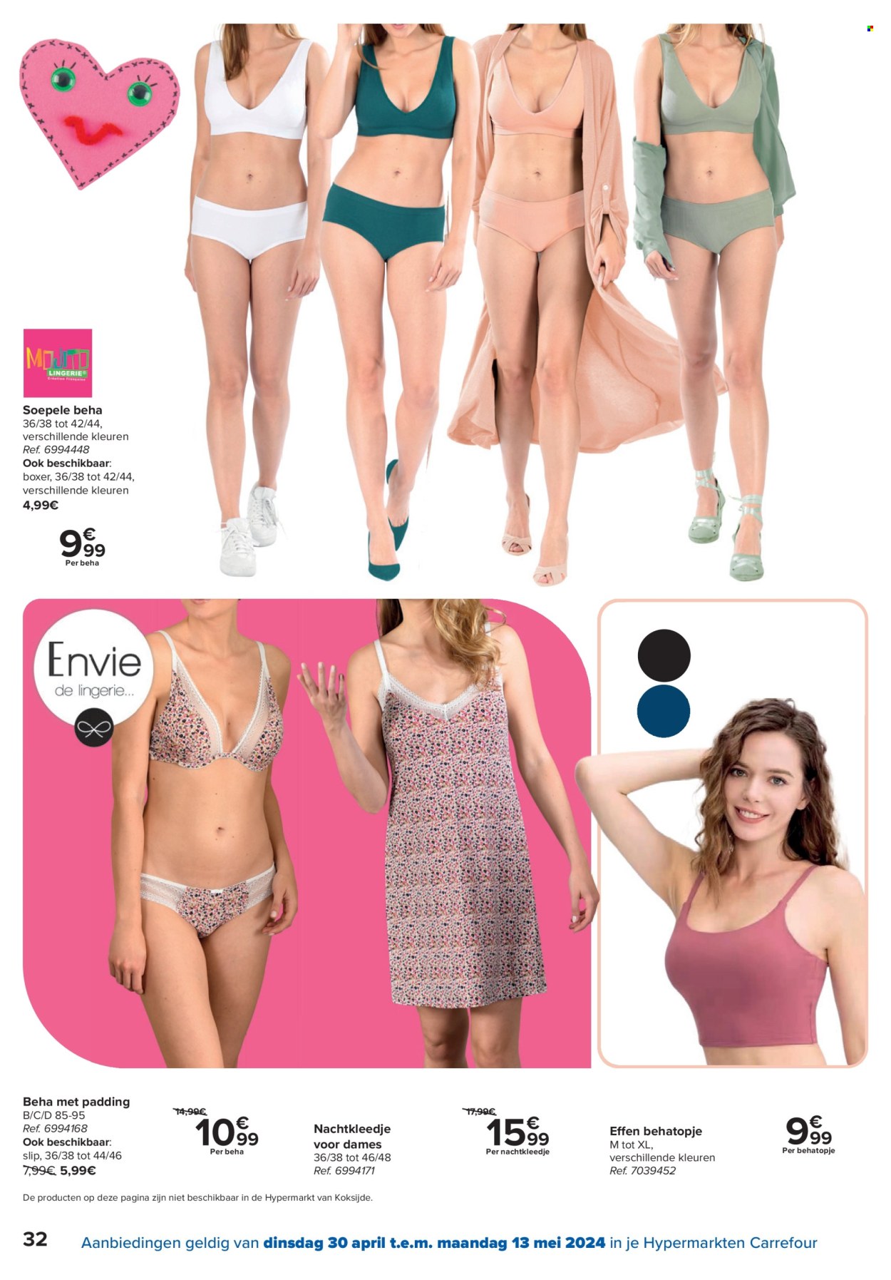 thumbnail - Carrefour hypermarkt-aanbieding - 30/04/2024 - 13/05/2024 -  producten in de aanbieding - lingerie, beha, slip. Pagina 32.