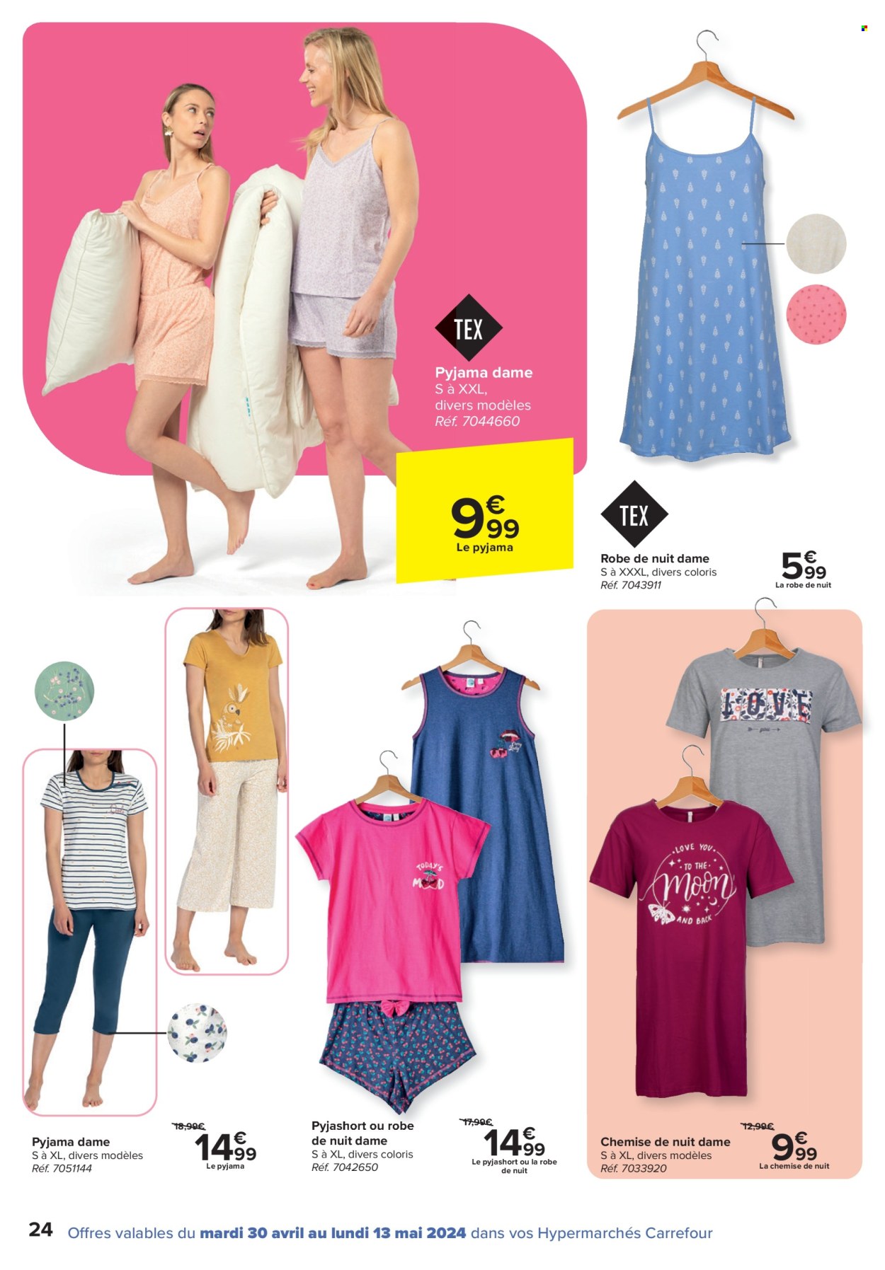 thumbnail - Carrefour hypermarkt-aanbieding - 30/04/2024 - 13/05/2024 -  producten in de aanbieding - pyjama. Pagina 24.