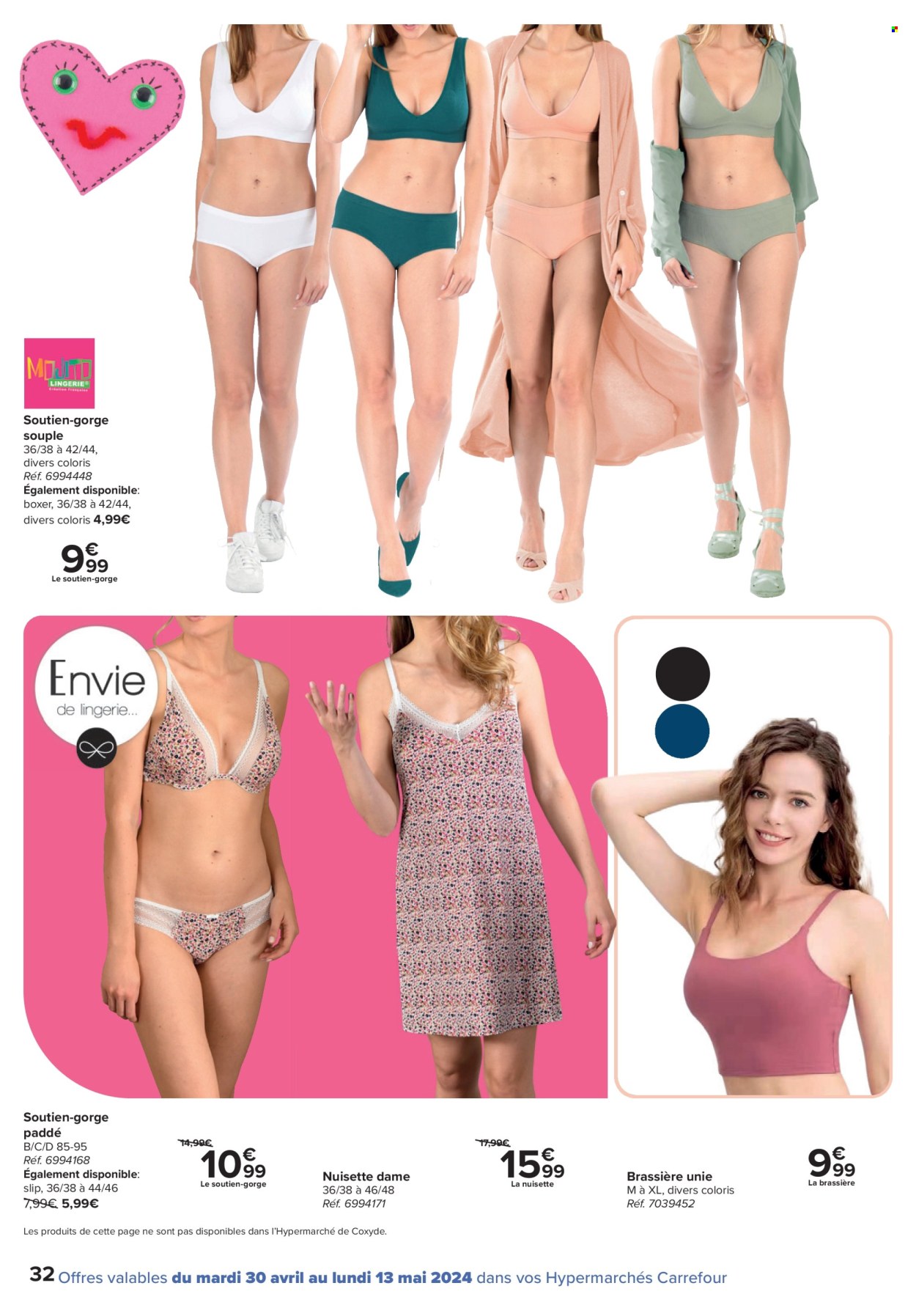 thumbnail - Carrefour hypermarkt-aanbieding - 30/04/2024 - 13/05/2024 -  producten in de aanbieding - lingerie, slip. Pagina 32.