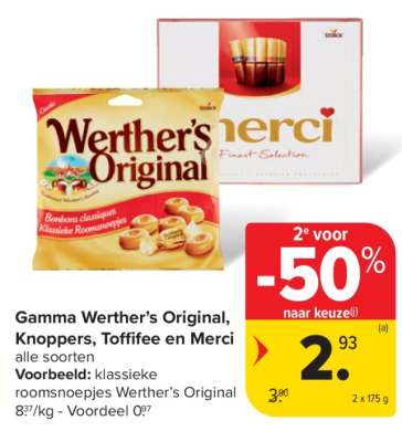 Gamma Werther’s Original, Knoppers, Toffifee en Merci