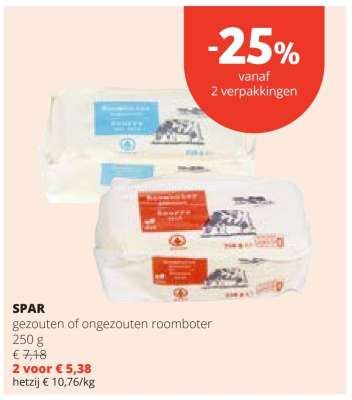 SPAR gezouten of ongezouten roomboter