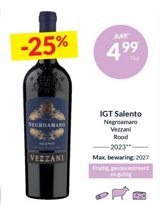 IGT Salento Negroamaro Vezzani Rood