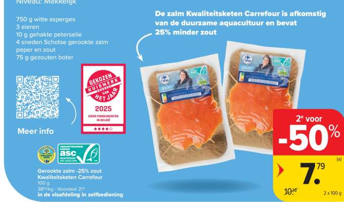 Gerookte zalm -25% zout Kwaliteitsketen Carrefour