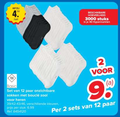 TEX Basic Set van 12 paar onzichtbare sokken