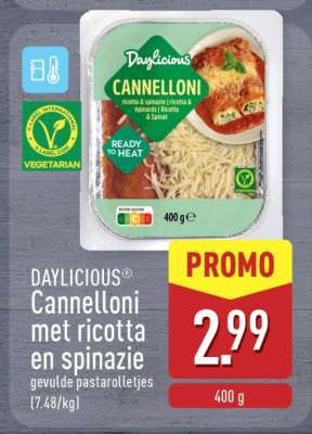 DAYLICIOUS Cannelloni met ricotta en spinazie