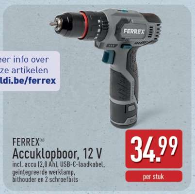 FERREX Accuklopboor, 12 V