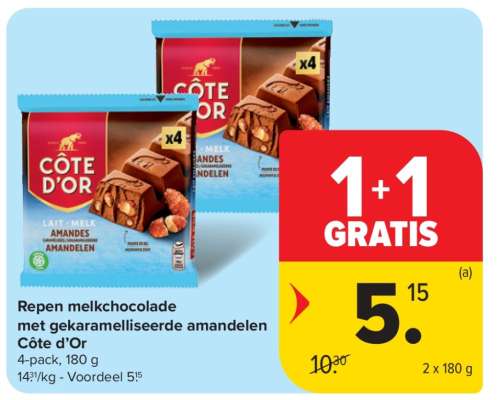 Côte d'Or Repen melkchocolade met gekaramelliseerde amandelen