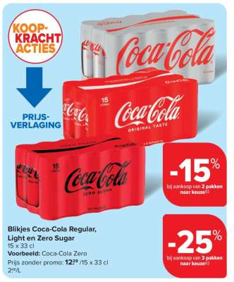 Blikjes Coca-Cola Regular, Light en Zero Sugar