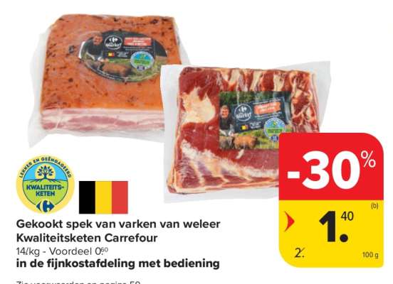 Gekookt spek van varken van weleer