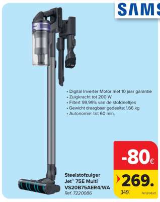 Steelstofzuiger Jet 75E Multi VS20B75AER4/WA