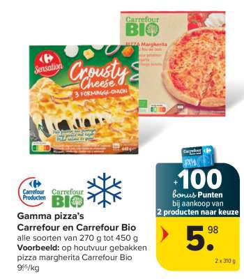 Gamma pizza's Carrefour en Carrefour Bio
